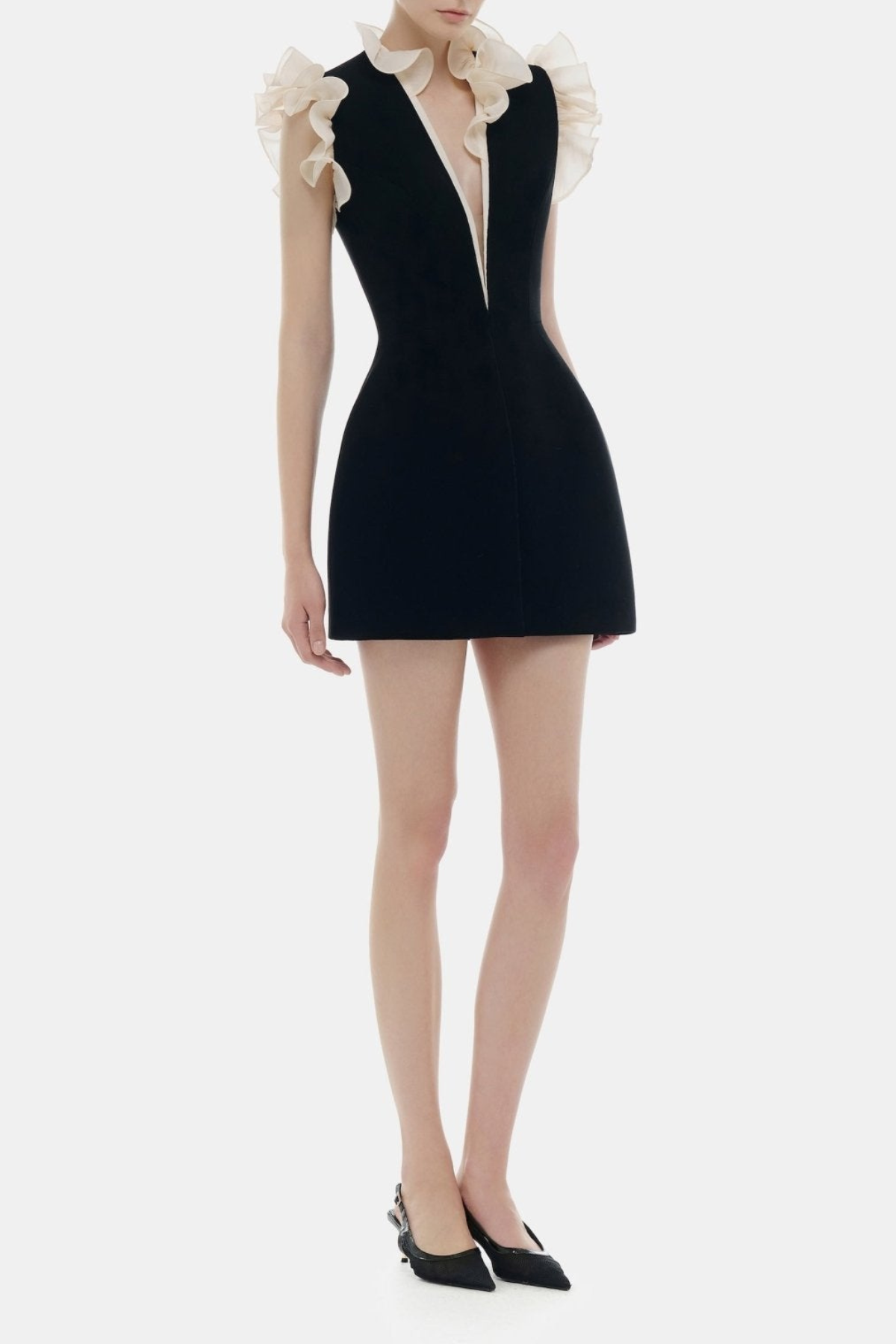 Fortunato Plunge Ruffle Mini Dress