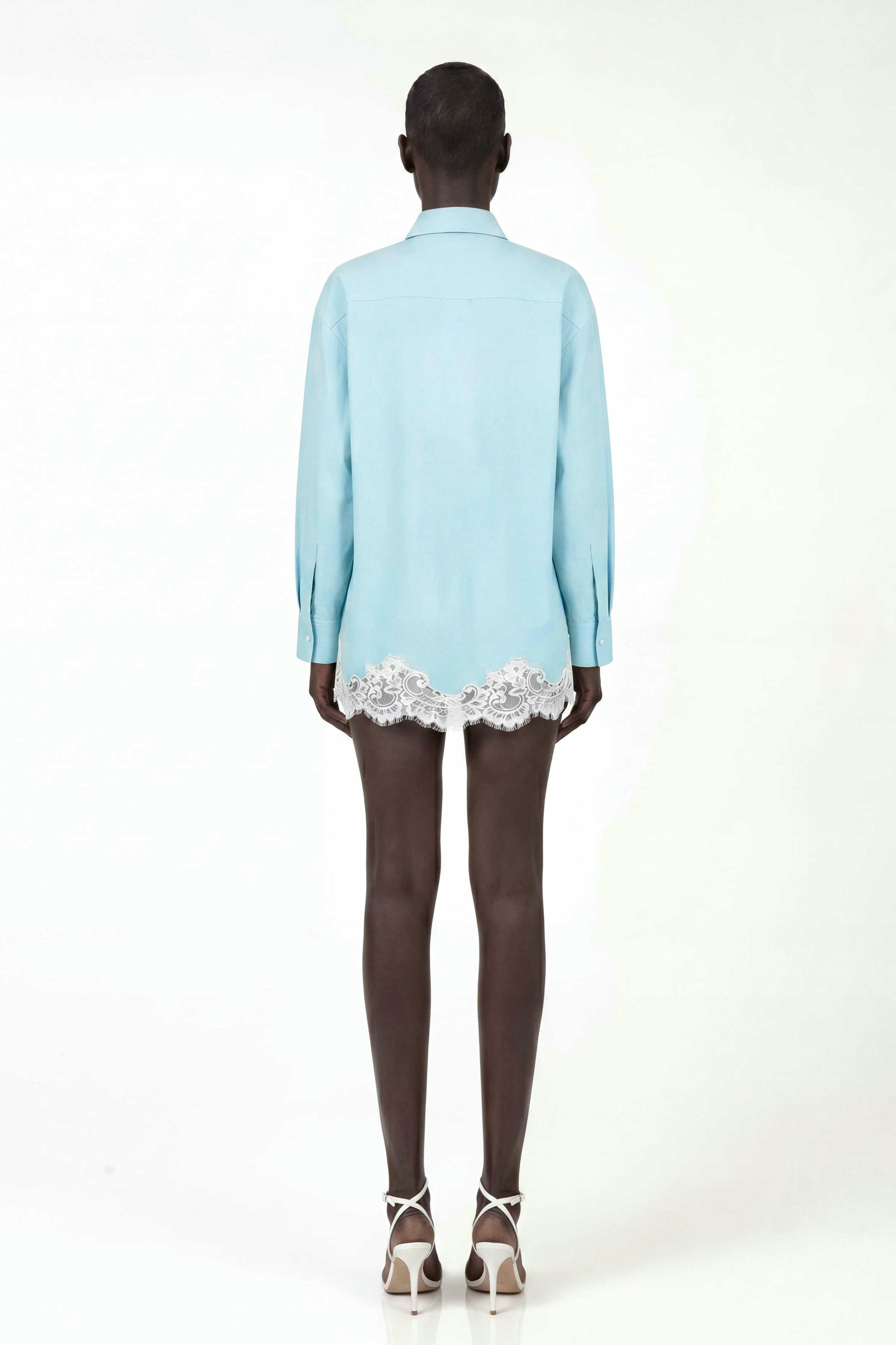 Fouzia Lace Shorts Set In Blue