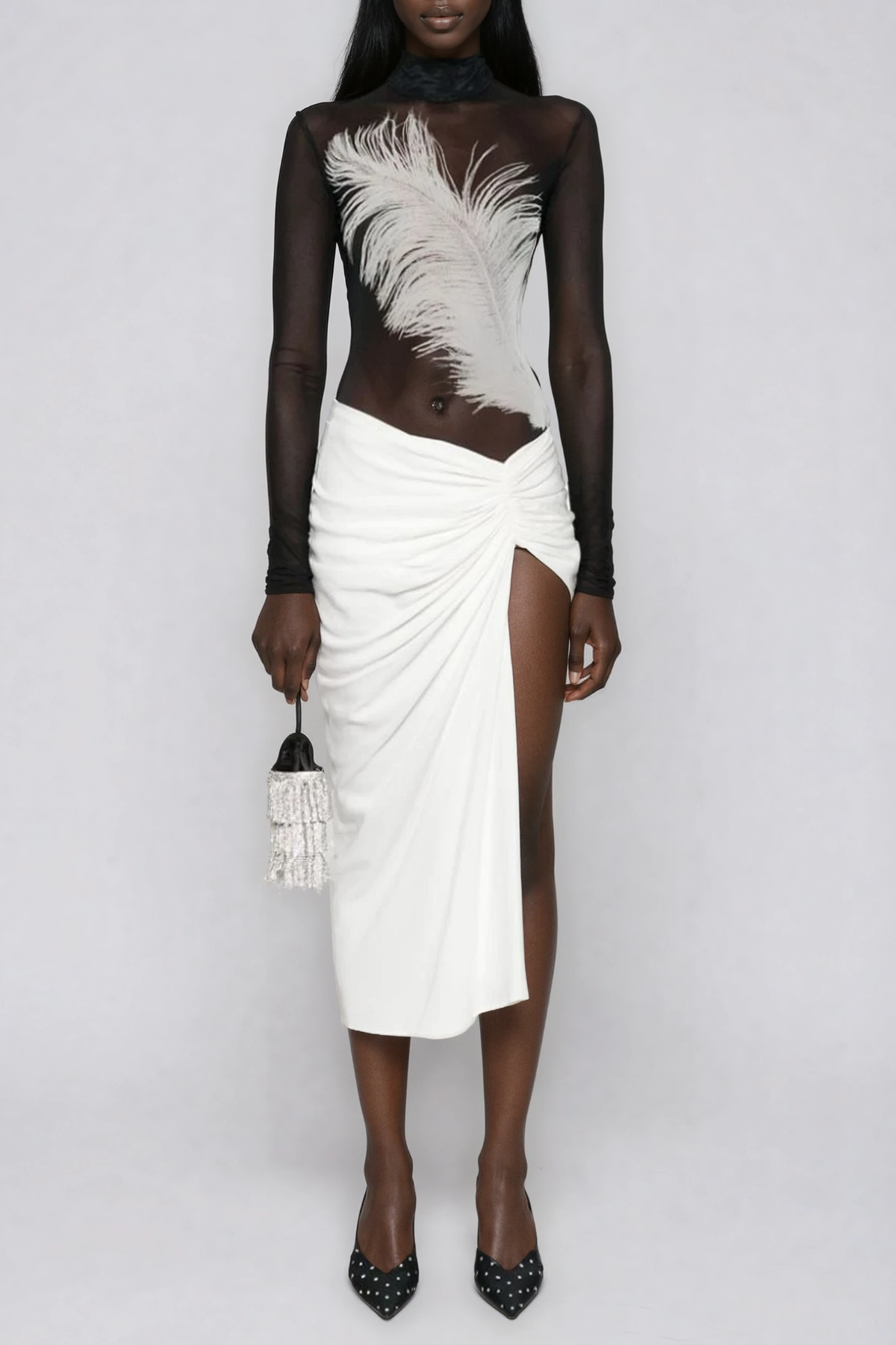 Fox  Mesh Feather Bodysuit