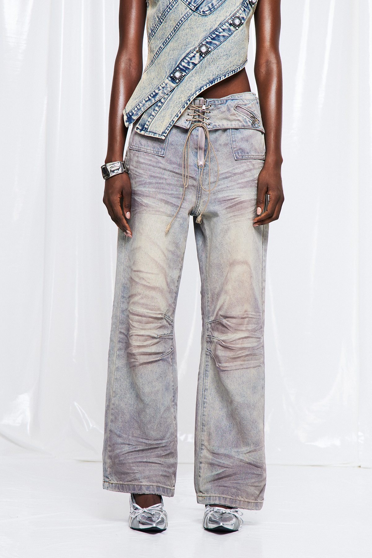 Fridtjof Lace Up Print Jeans