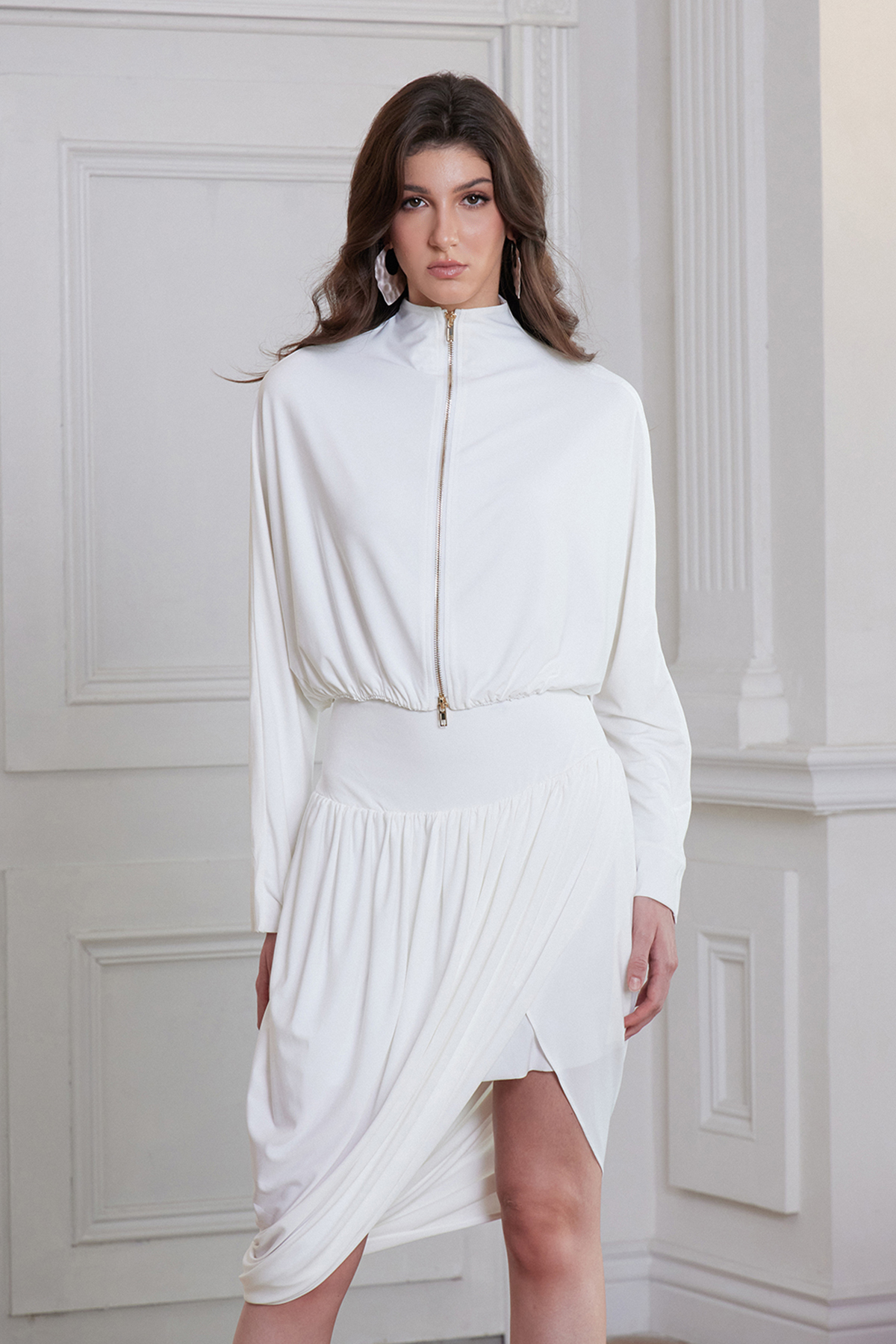 Frahat Asymmetric Draped Skirt Set