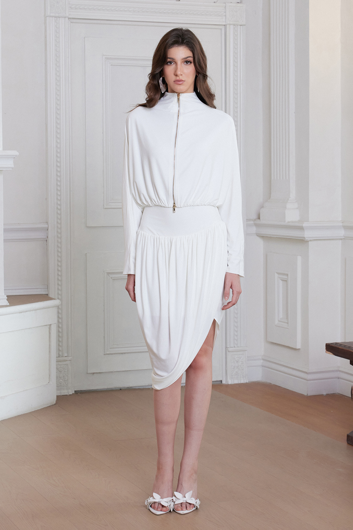 Frahat Asymmetric Draped Skirt Set