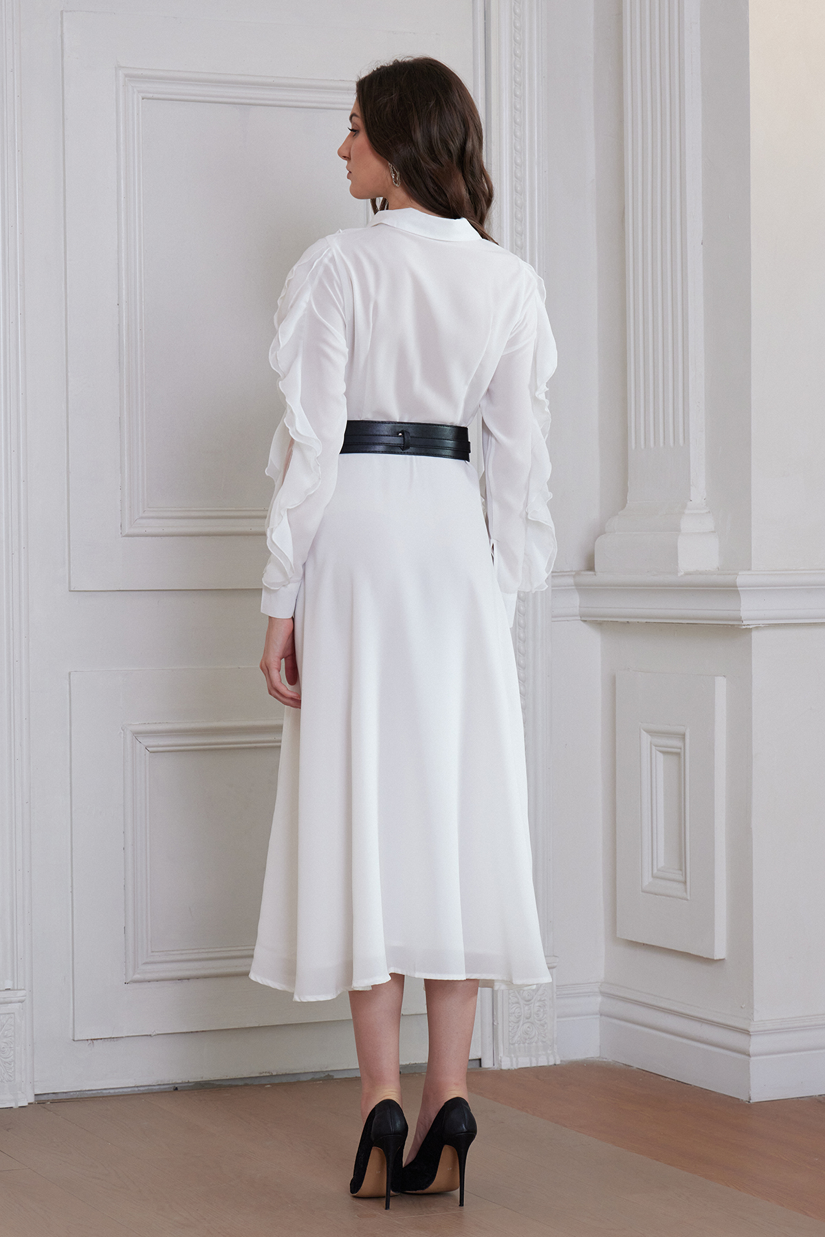 Francesco Ruffle High Split Maxi Dress