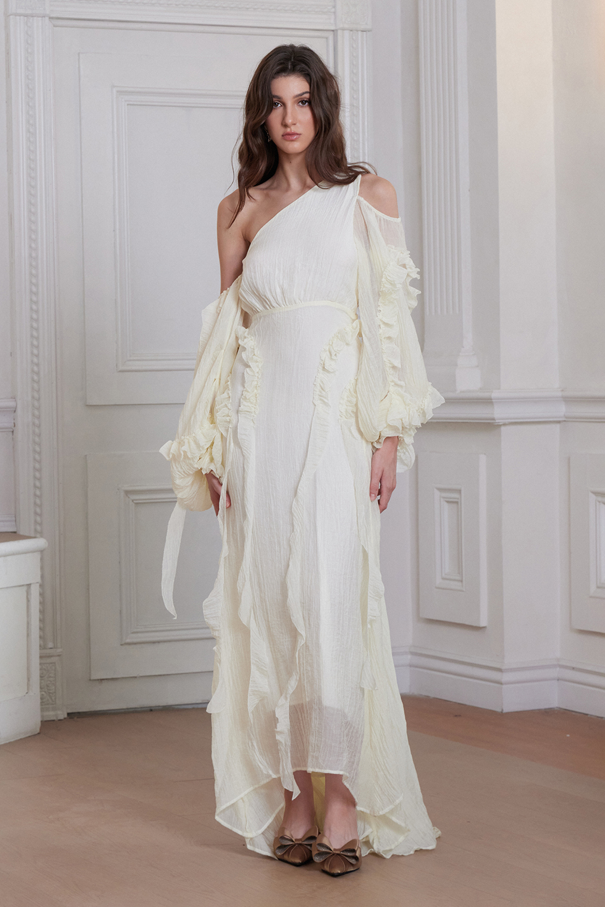 Francette Asymmetric Ruffle Maxi Dress