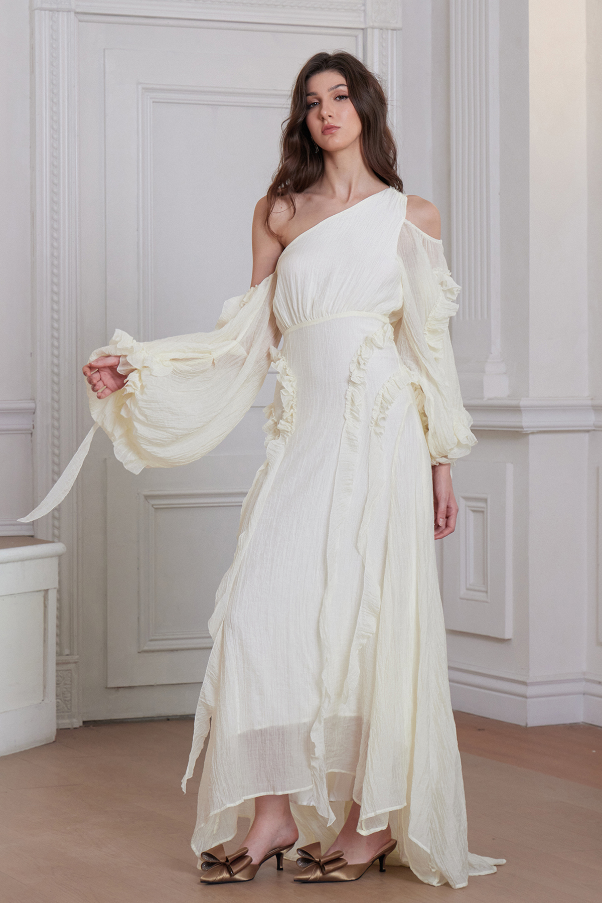 Francette Asymmetric Ruffle Maxi Dress