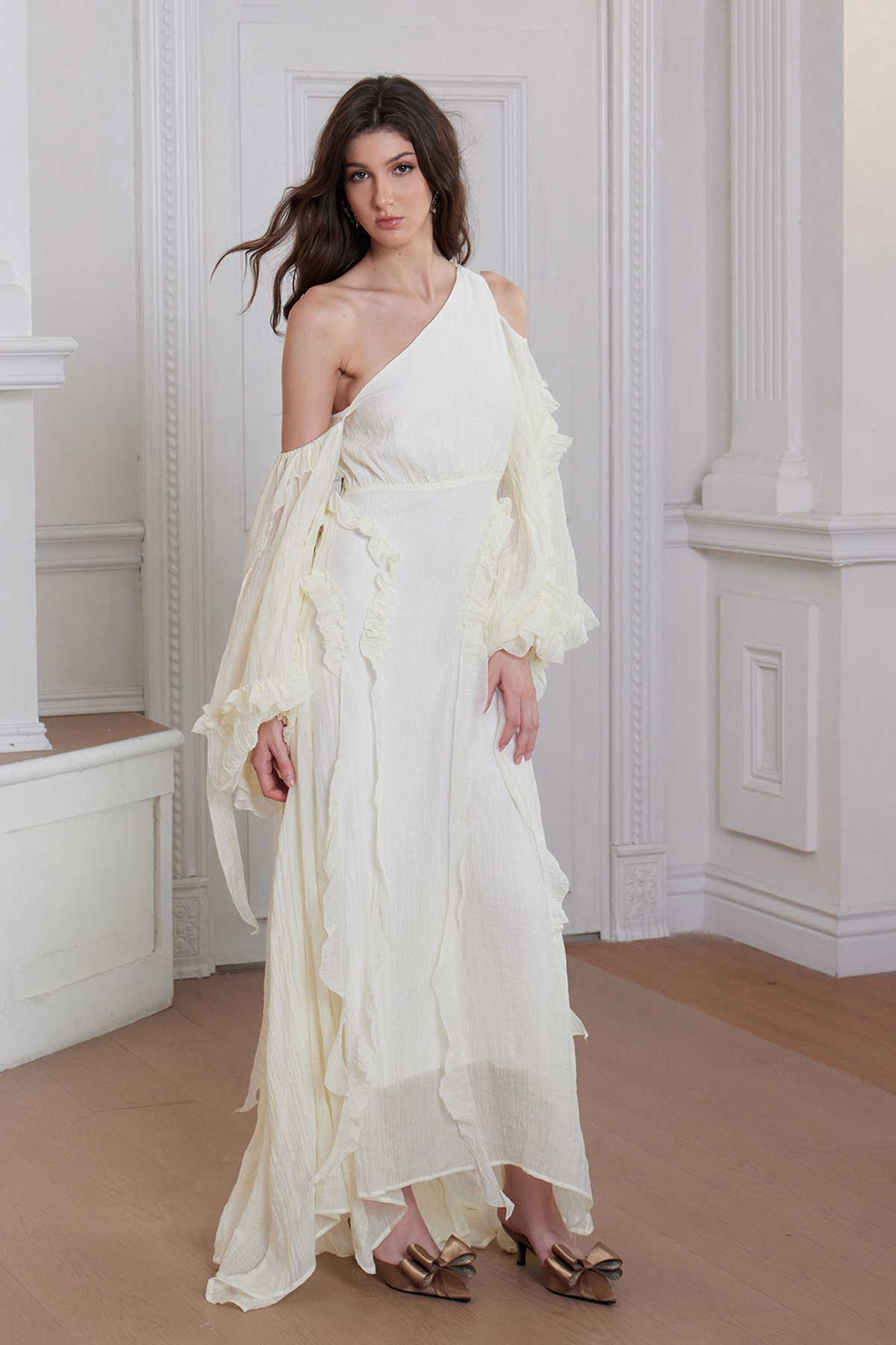 Francette Asymmetric Ruffle Maxi Dress