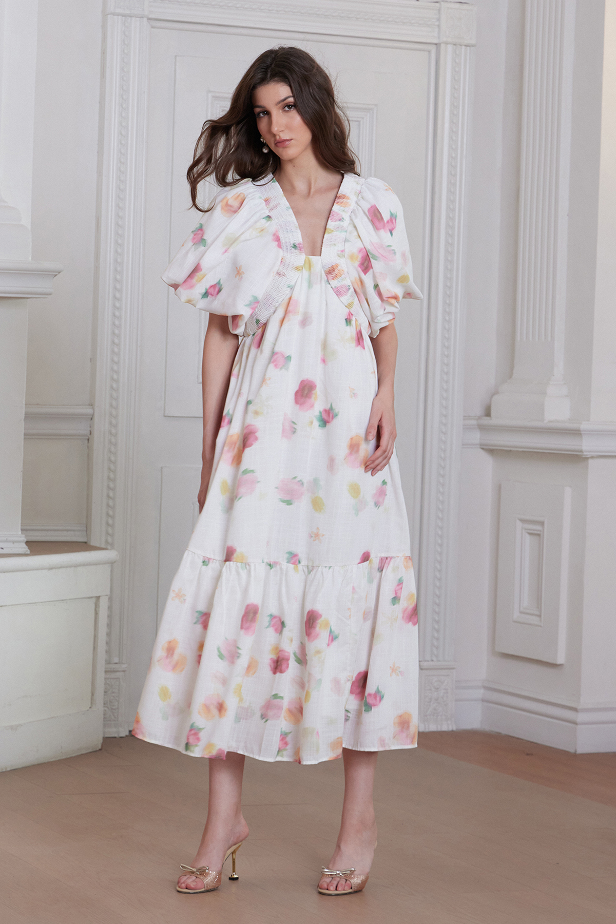 Franchesca Puff Sleeve Floral Maxi Dress