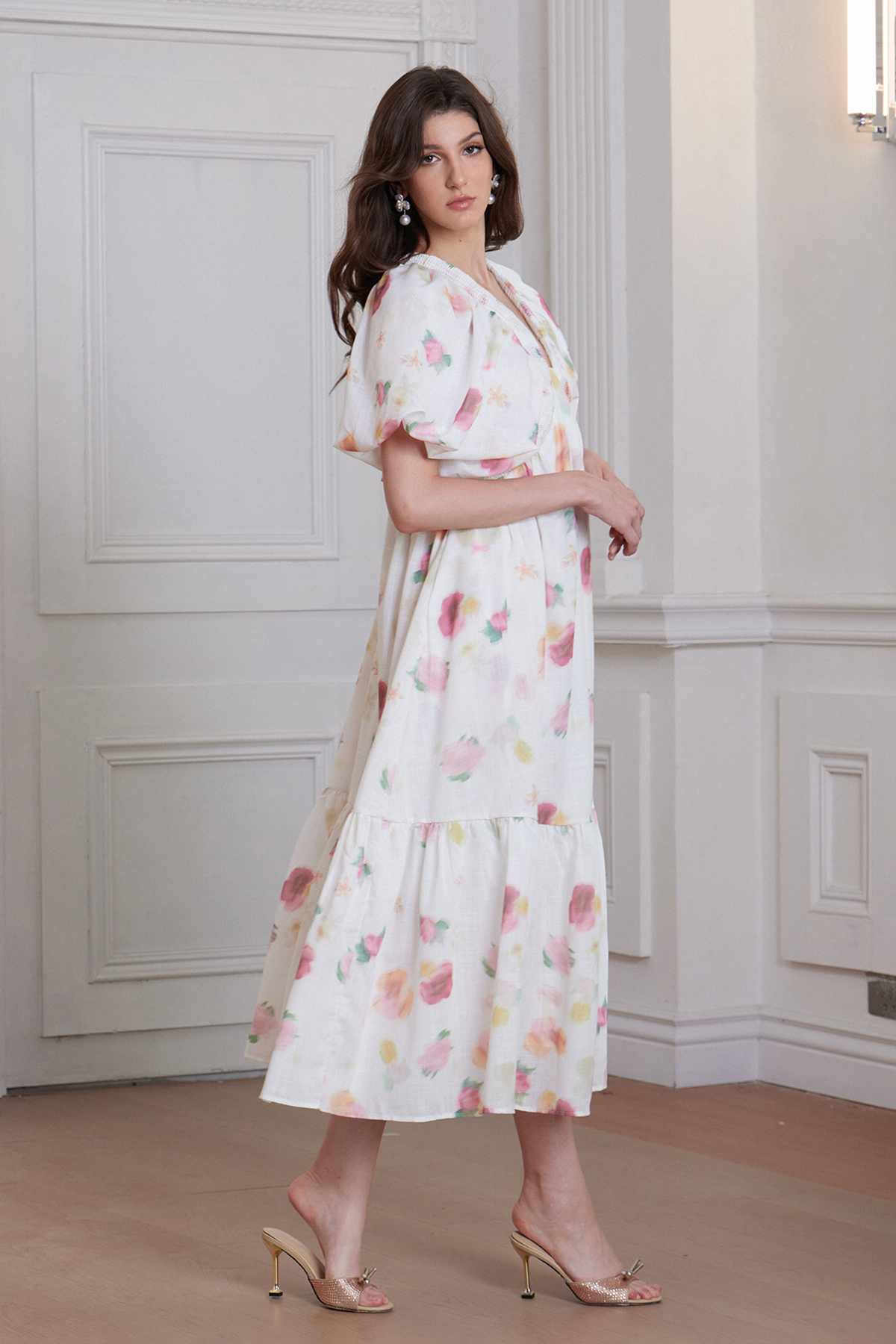 Franchesca Puff Sleeve Floral Maxi Dress