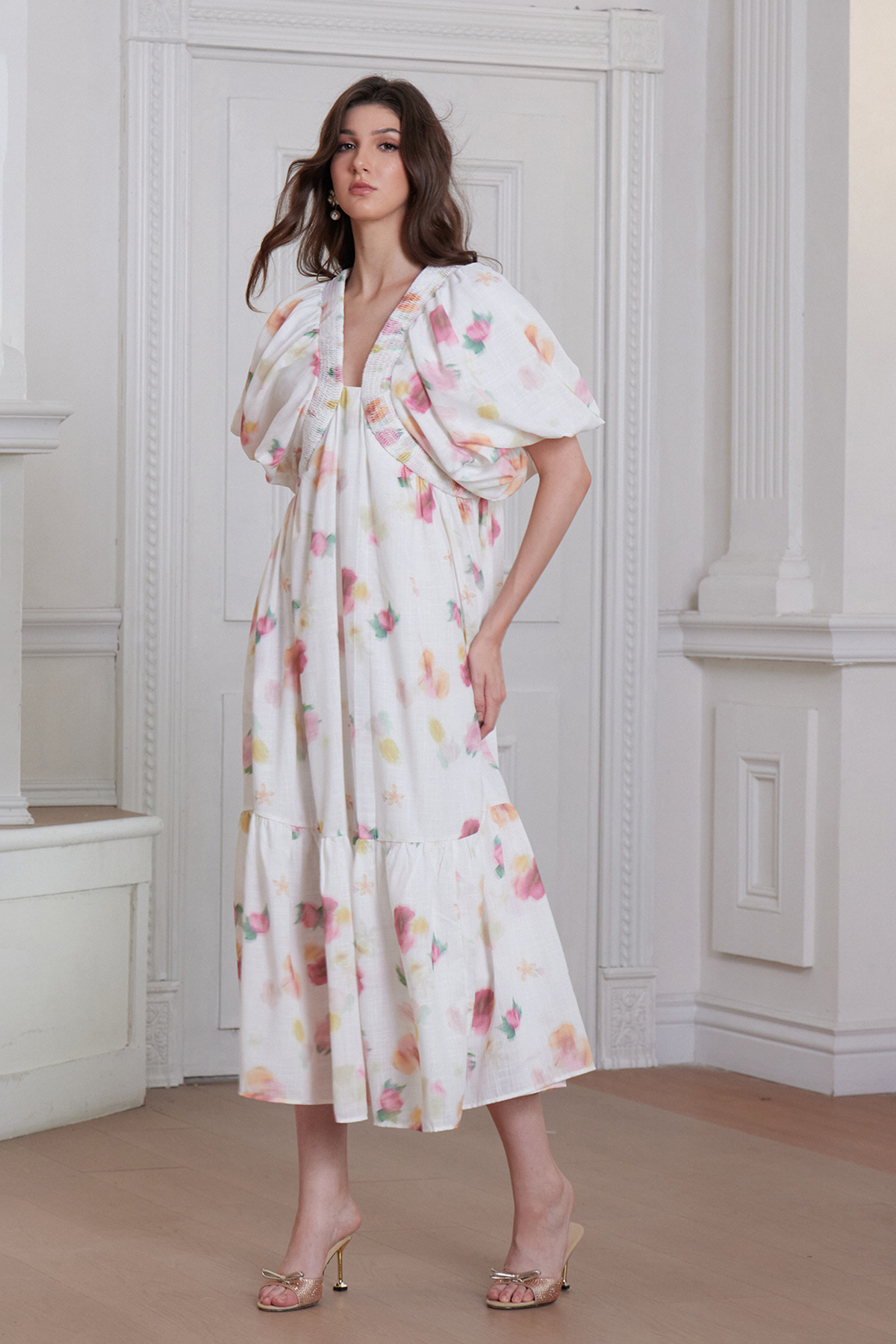 Franchesca Puff Sleeve Floral Maxi Dress