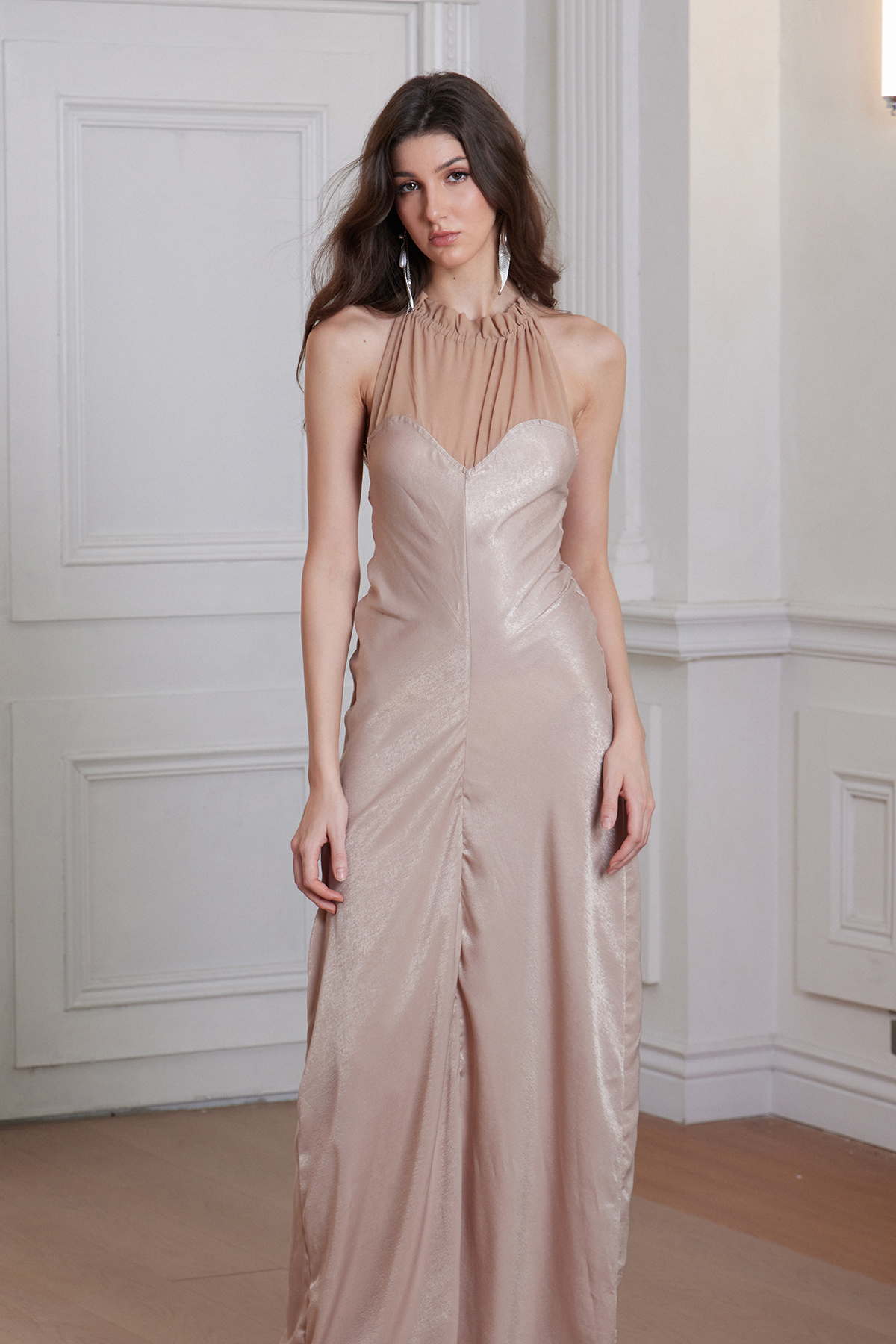 Francisco Halter Neck Draped Maxi Dress