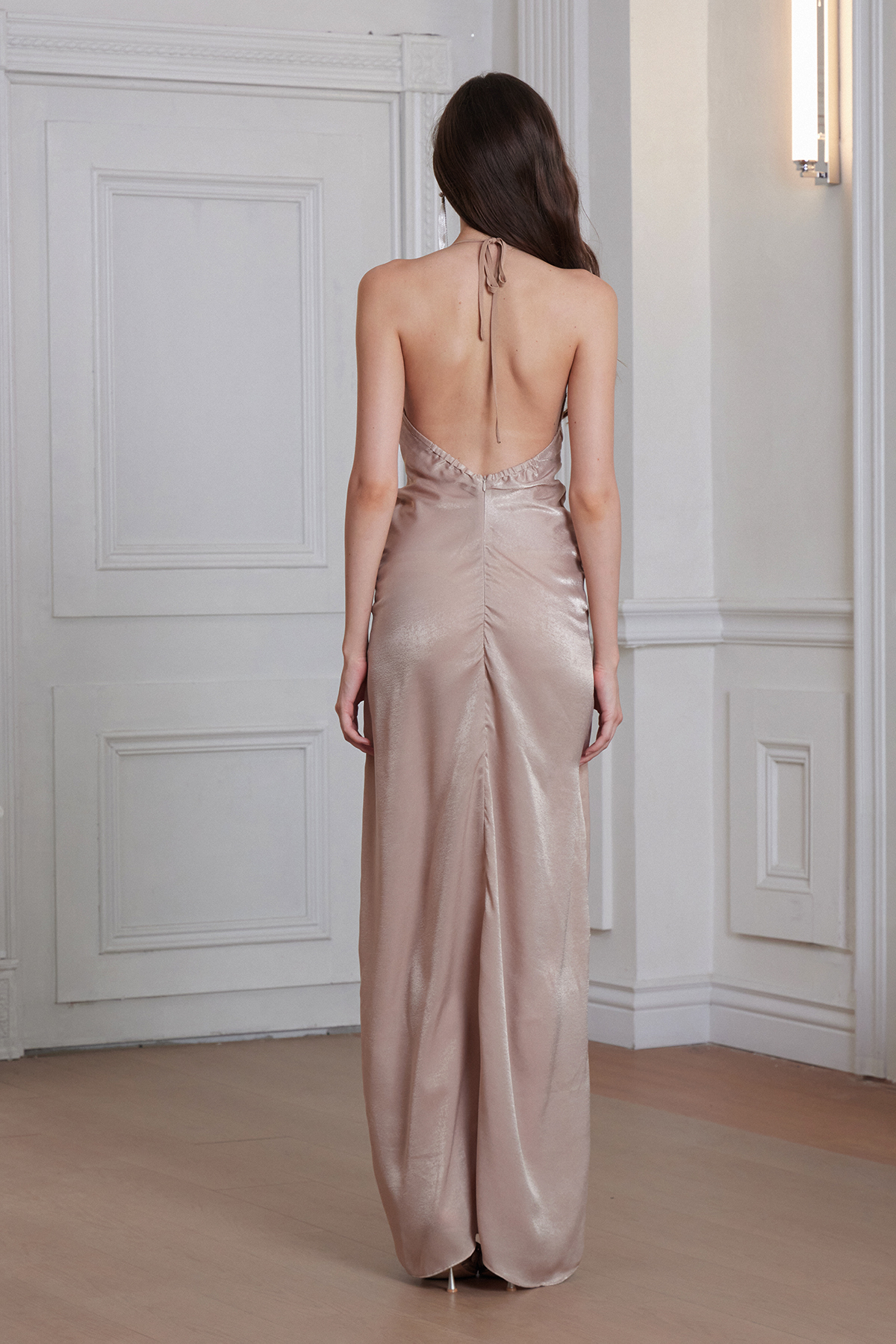 Francisco Halter Neck Draped Maxi Dress