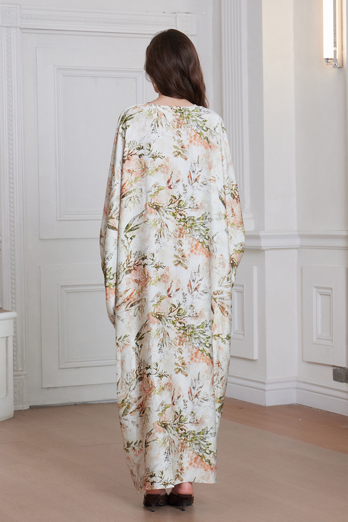 Franciska Batwing Sleeve Floral Ruch Maxi Dress