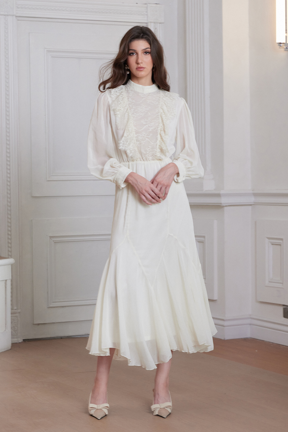 Francisque Lace Ruffle Maxi Dress