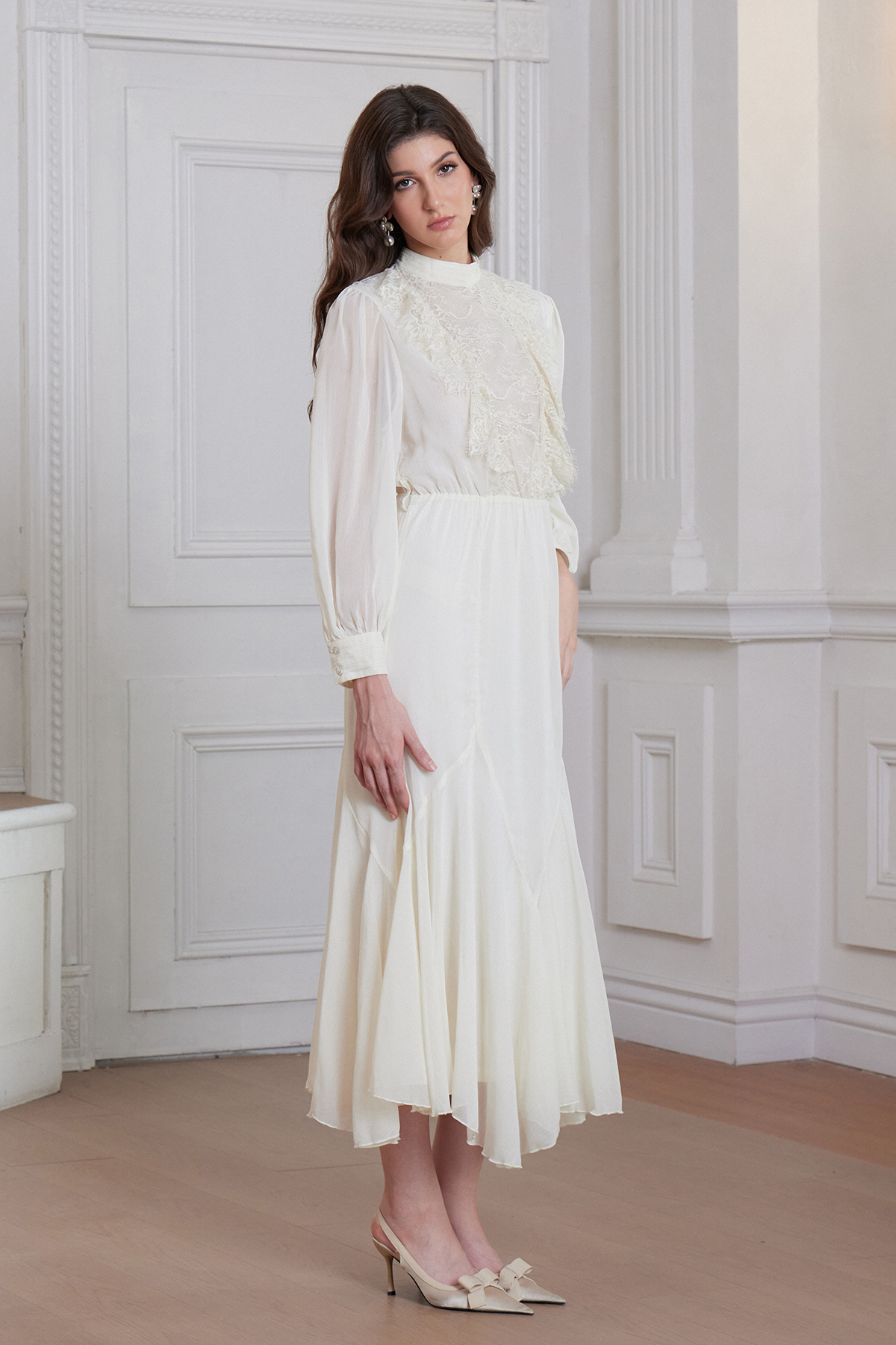 Francisque Lace Ruffle Maxi Dress