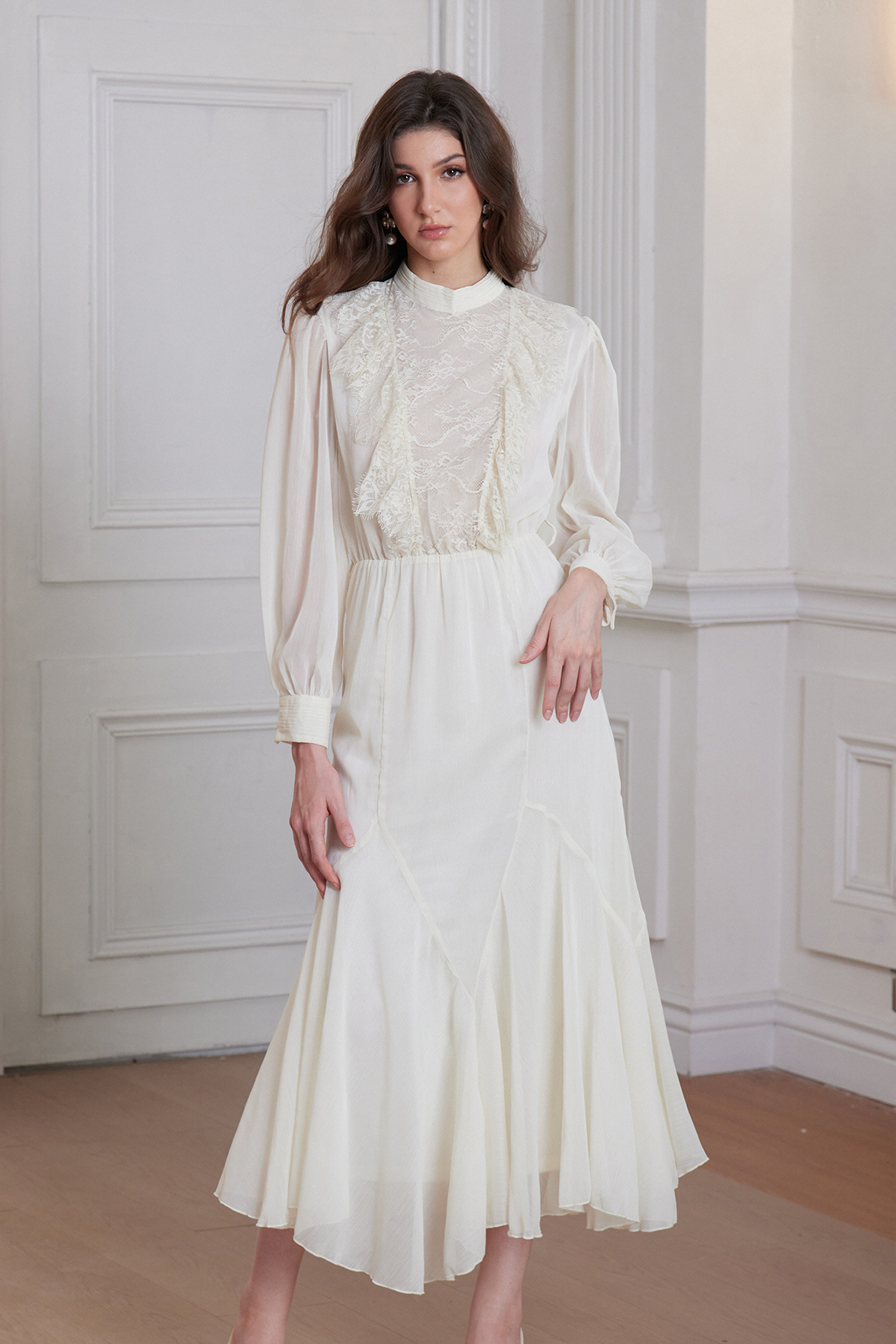 Francisque Lace Ruffle Maxi Dress