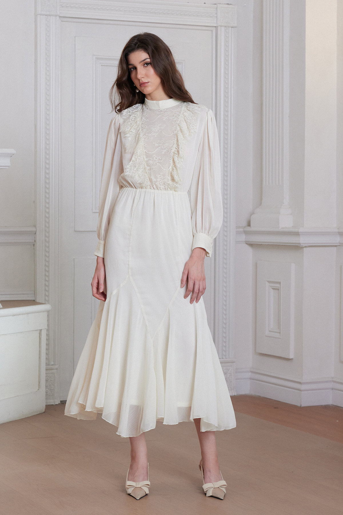 Francisque Lace Ruffle Maxi Dress