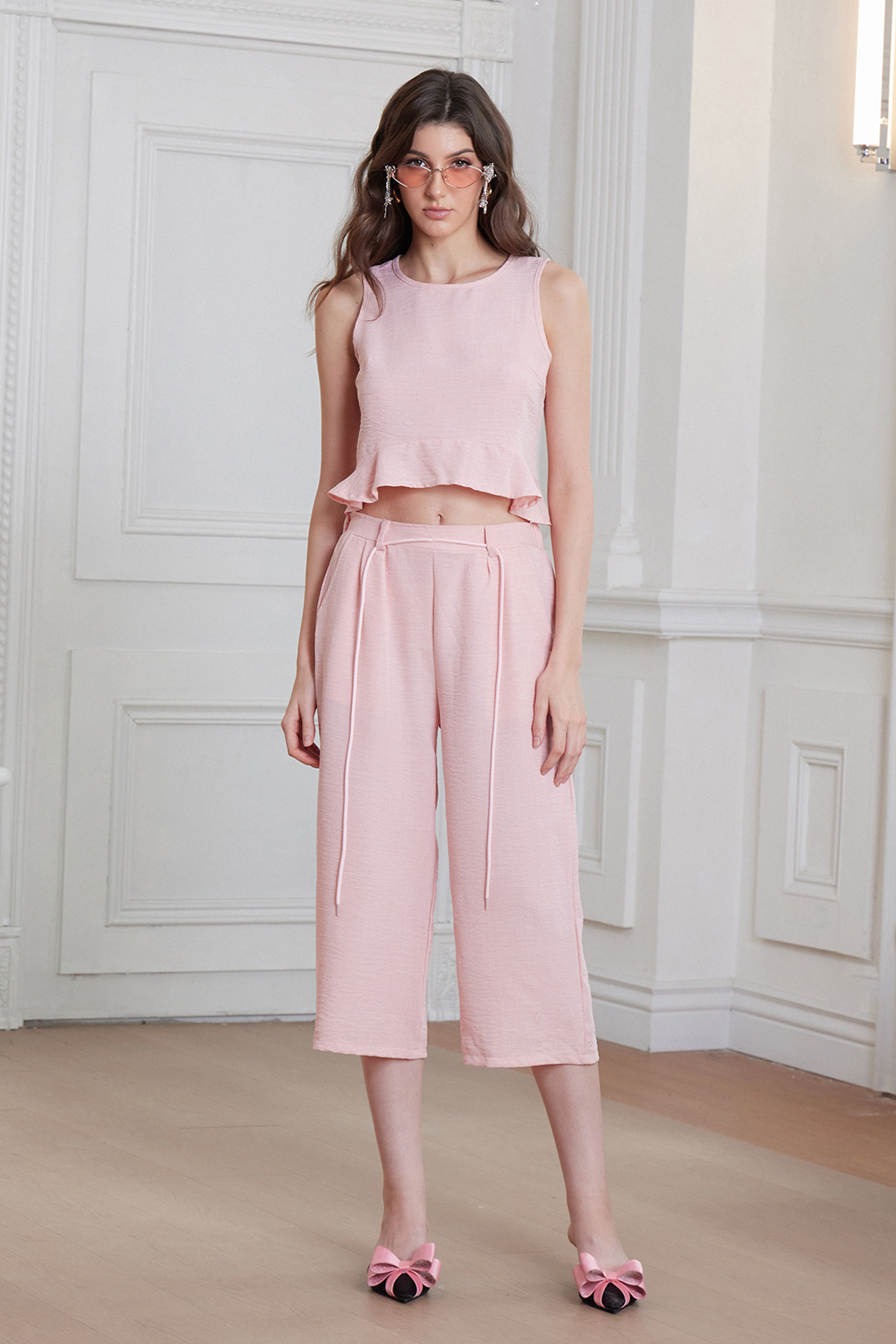 Francka Sleeveless Ruffle Pants Set