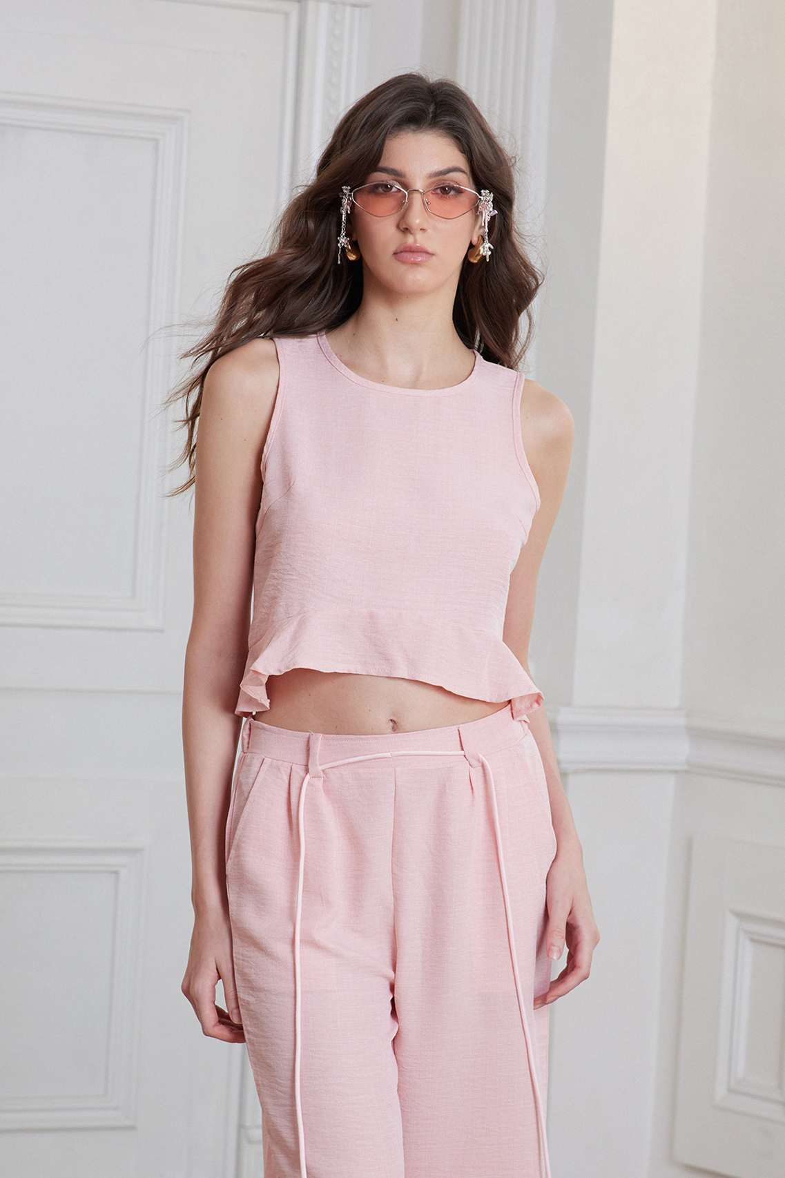 Francka Sleeveless Ruffle Pants Set