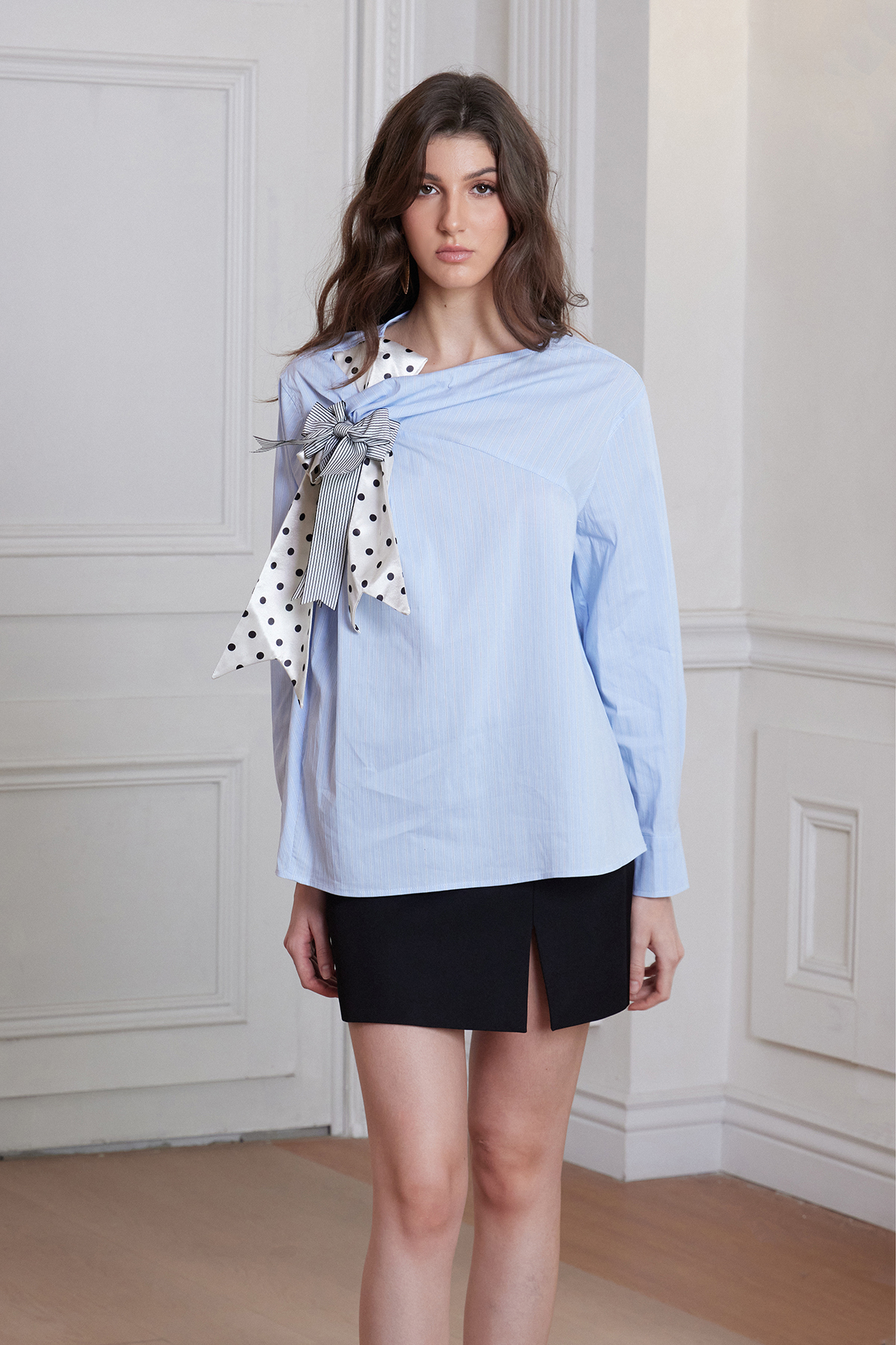 Frang Bow Dot Stripe Top