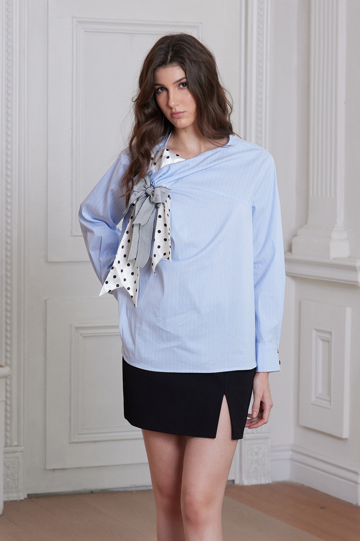 Frang Bow Dot Stripe Top