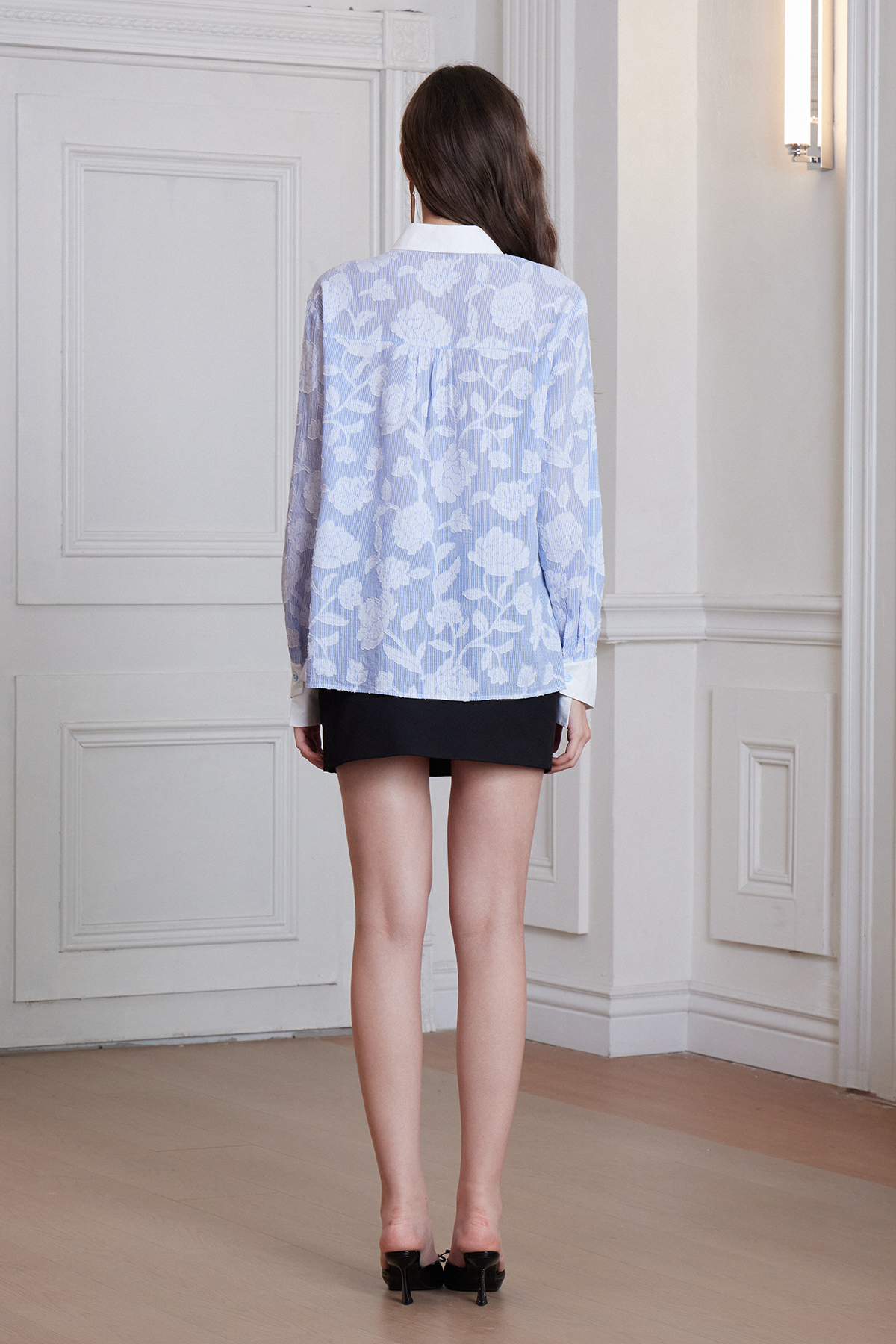 Franjo Asymmetric Floral Stripe Shirt