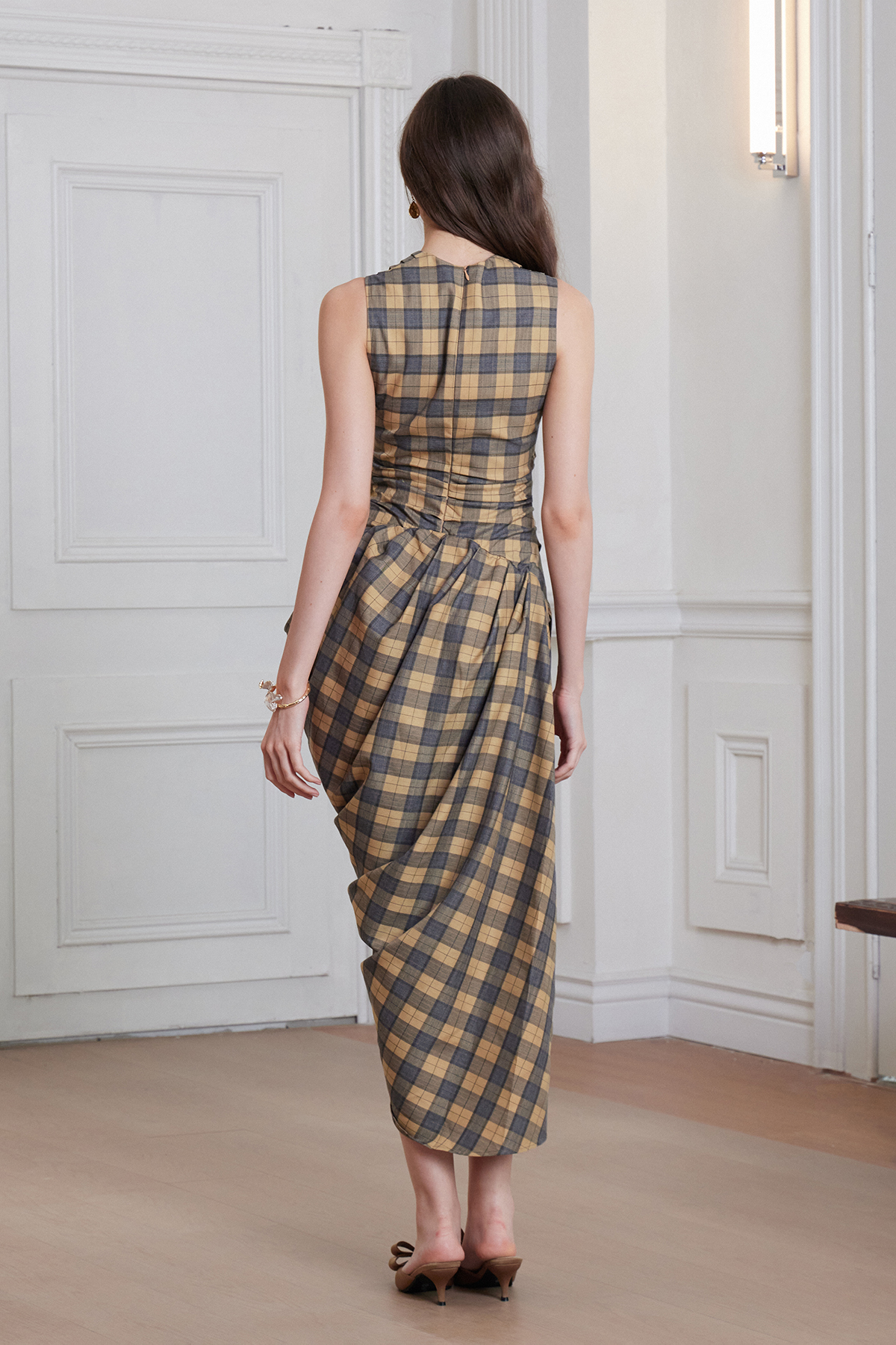 Franko Sleeveless Grid Midi Dress