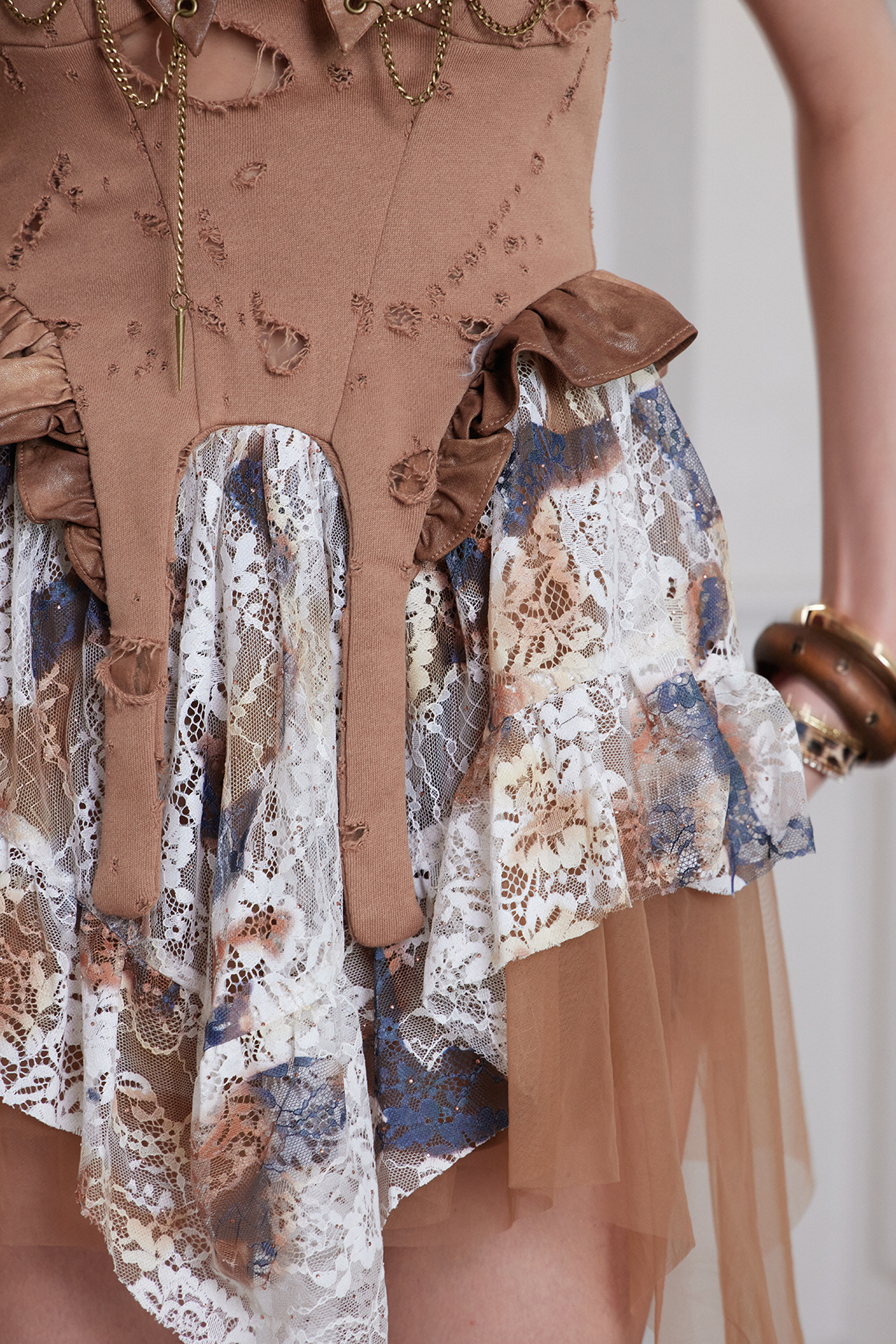 Frannie Halter Neck Ripped Mesh Mini Dress