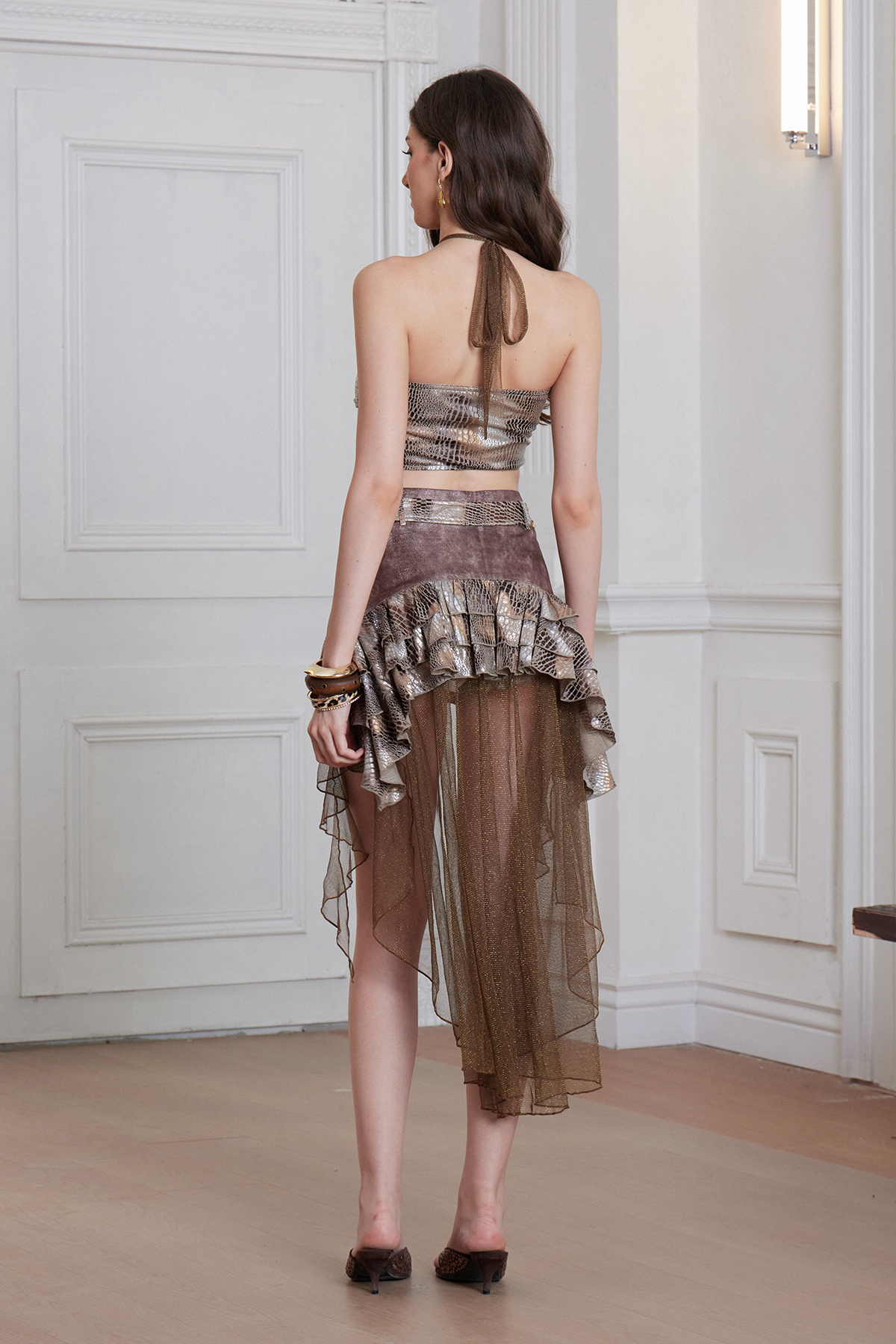 Franny Lace Deconstruct Metallic Skirt Set