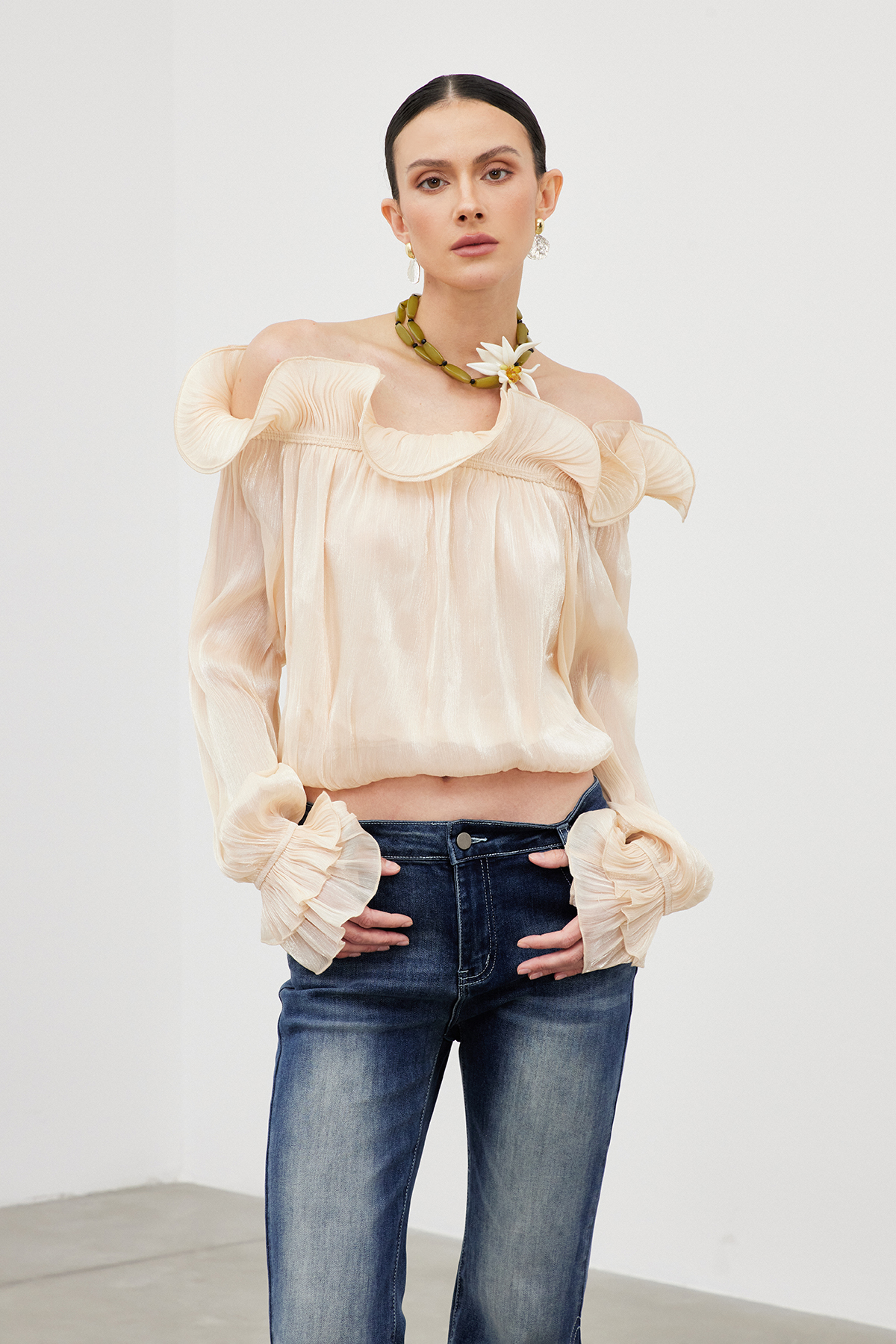 Frano Ruffle Off Shoulder Top