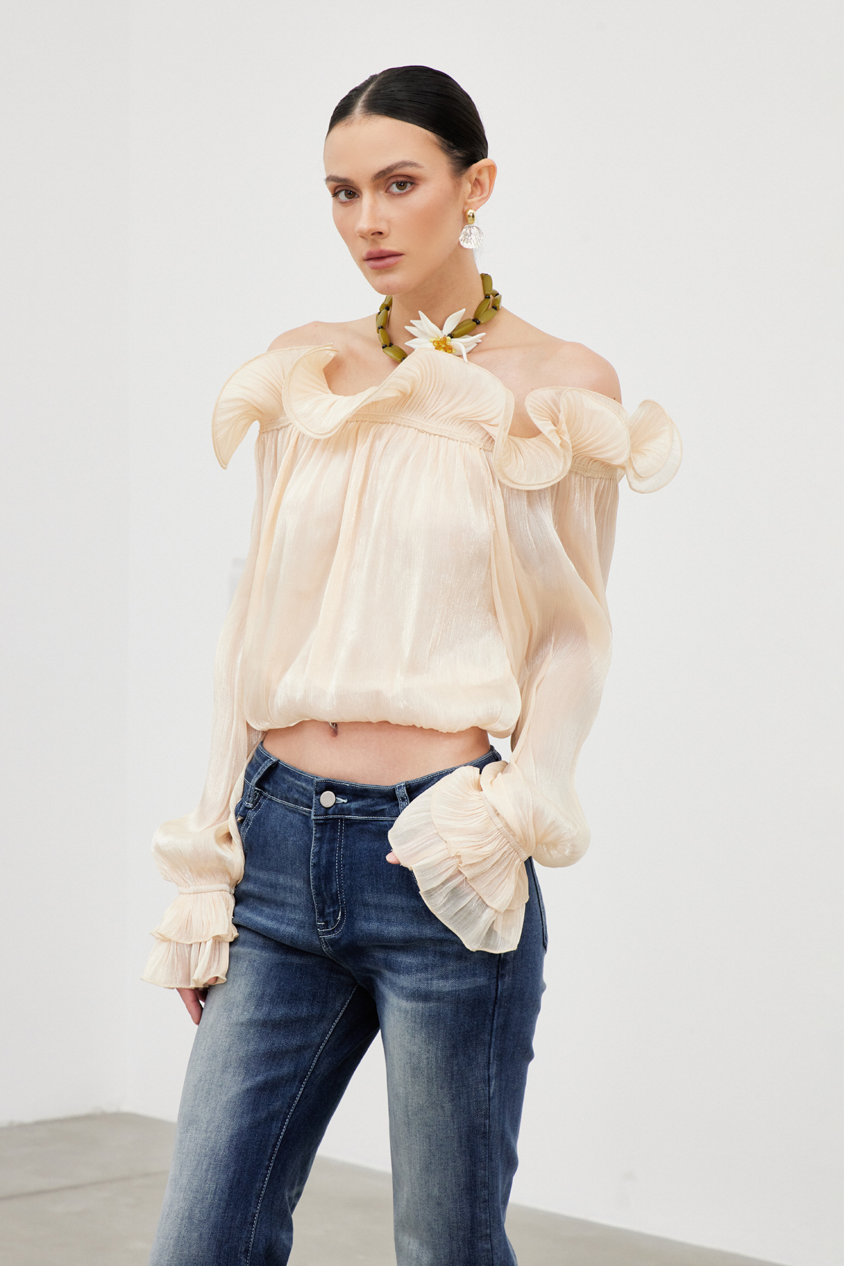 Frano Ruffle Off Shoulder Top