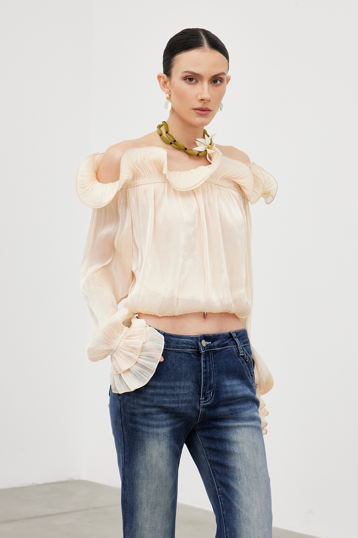 Frano Ruffle Off Shoulder Top