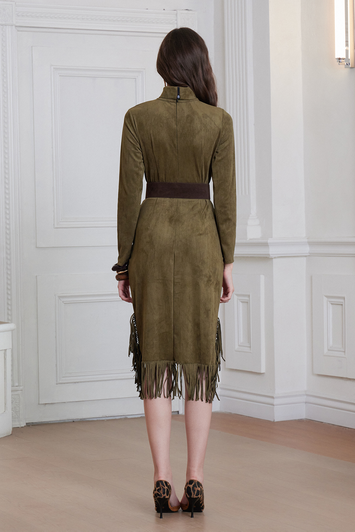 Franzi Turtleneck Velvet Fringe Mini Dress