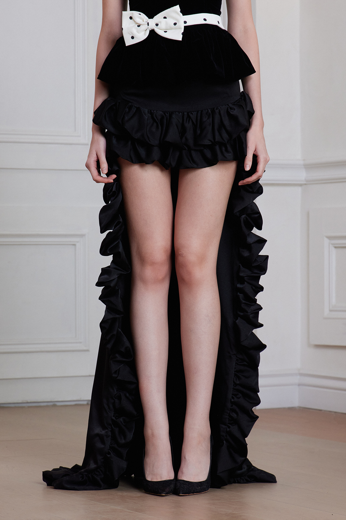 Frederic Ruffle High Low Mini Skirt