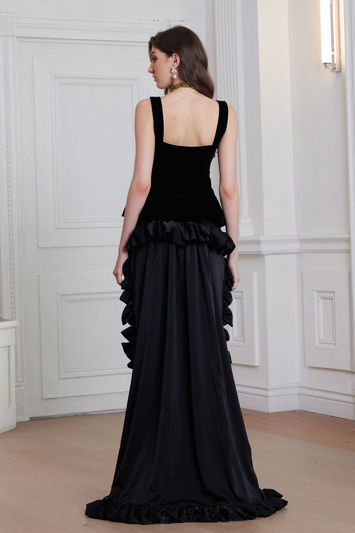 Frederic Ruffle High Low Mini Skirt