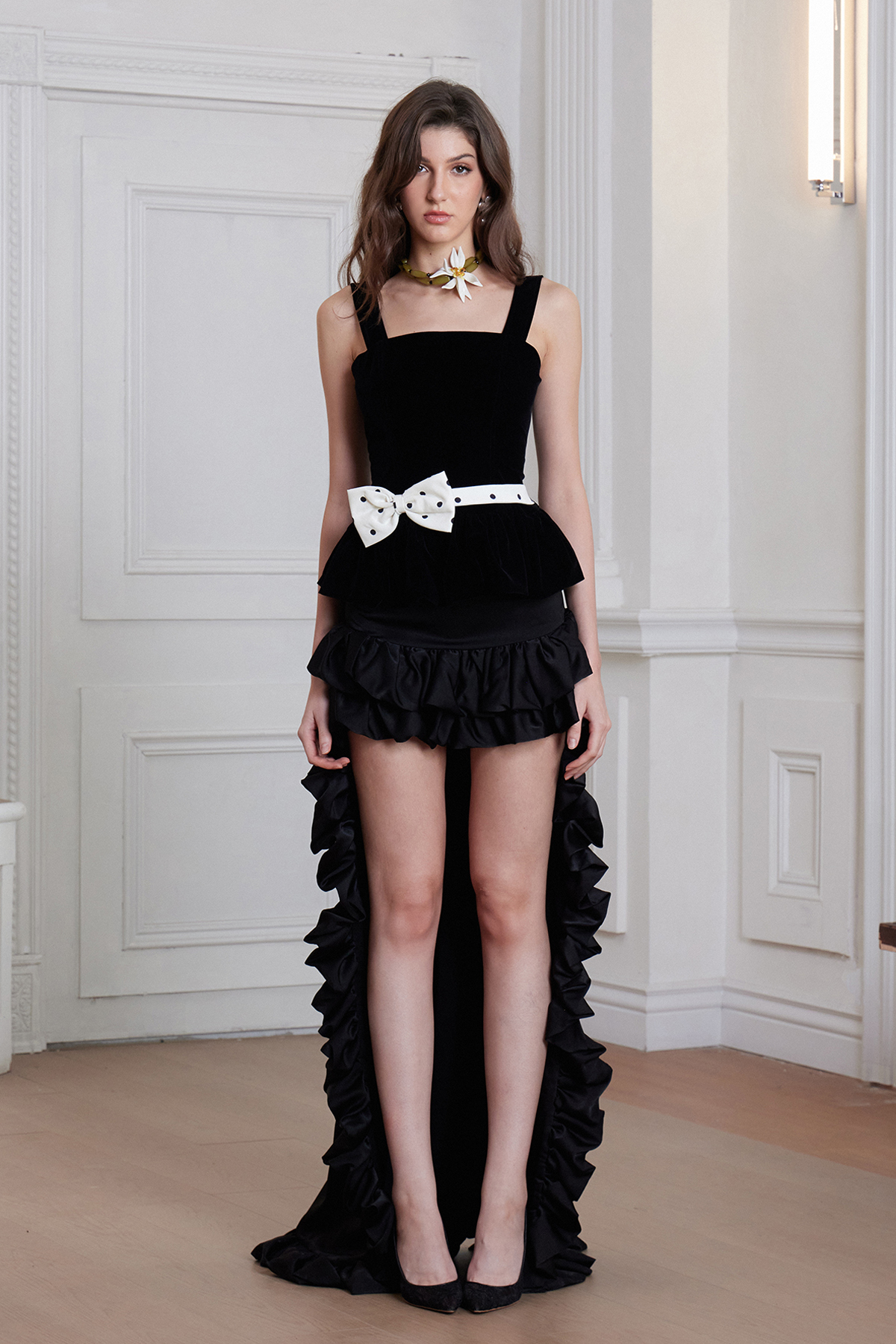 Frederic Ruffle High Low Mini Skirt