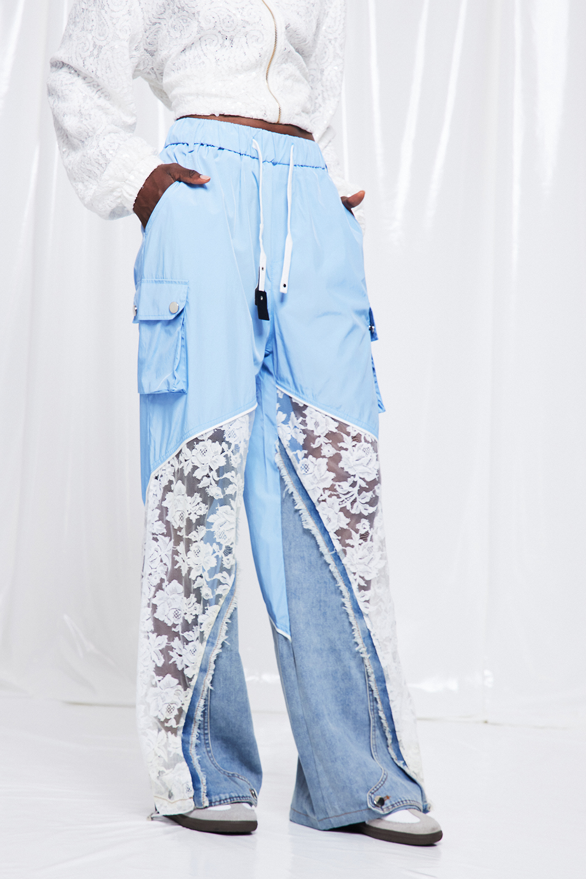 Frediano Deconstruct Lace Fringe Jeans