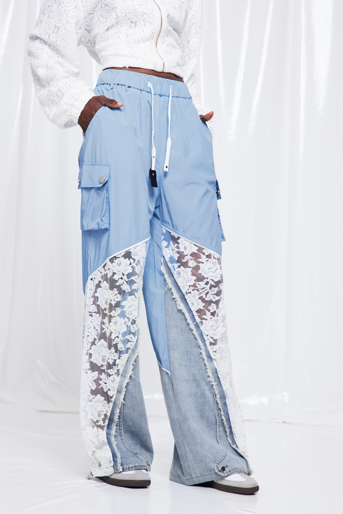 Frediano Deconstruct Lace Fringe Jeans