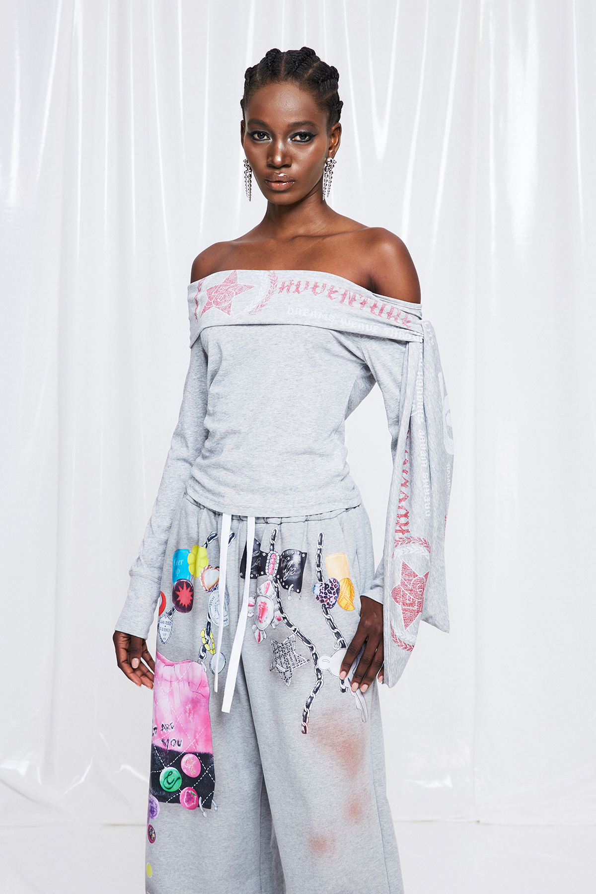 Fredrik Asymmetric Fringe Print Top