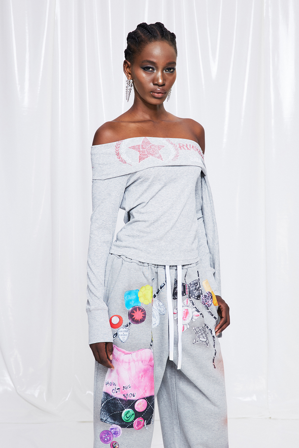 Fredrik Asymmetric Fringe Print Top