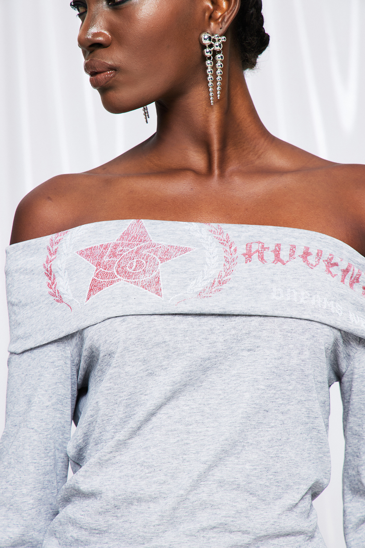 Fredrik Asymmetric Fringe Print Top