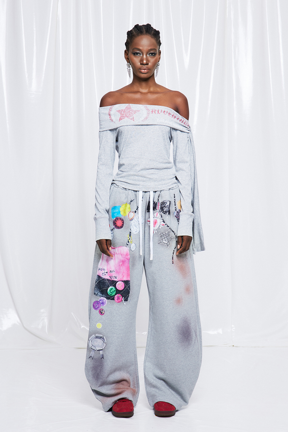 Fredrik Asymmetric Fringe Print Top