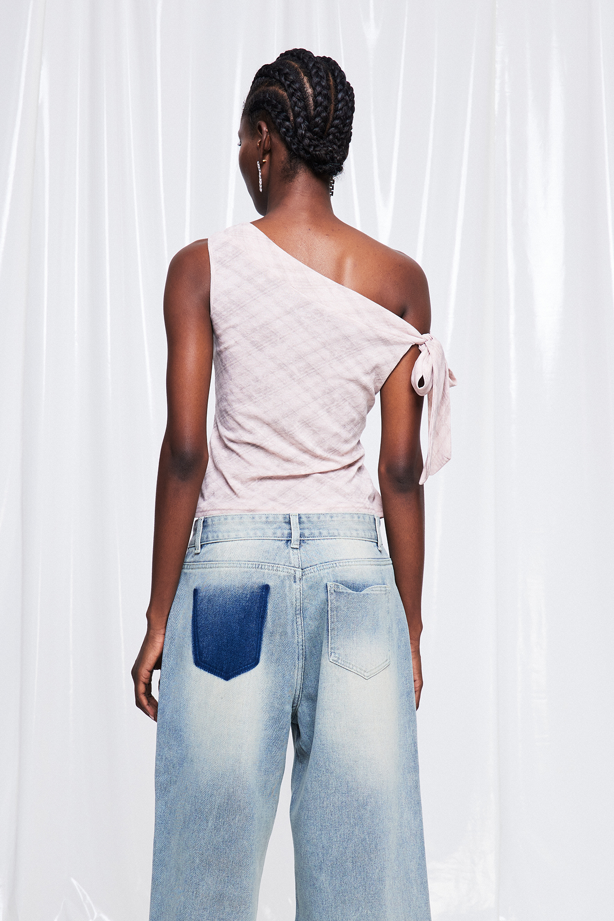 Freeman Asymmetric Eyelet Grid Top