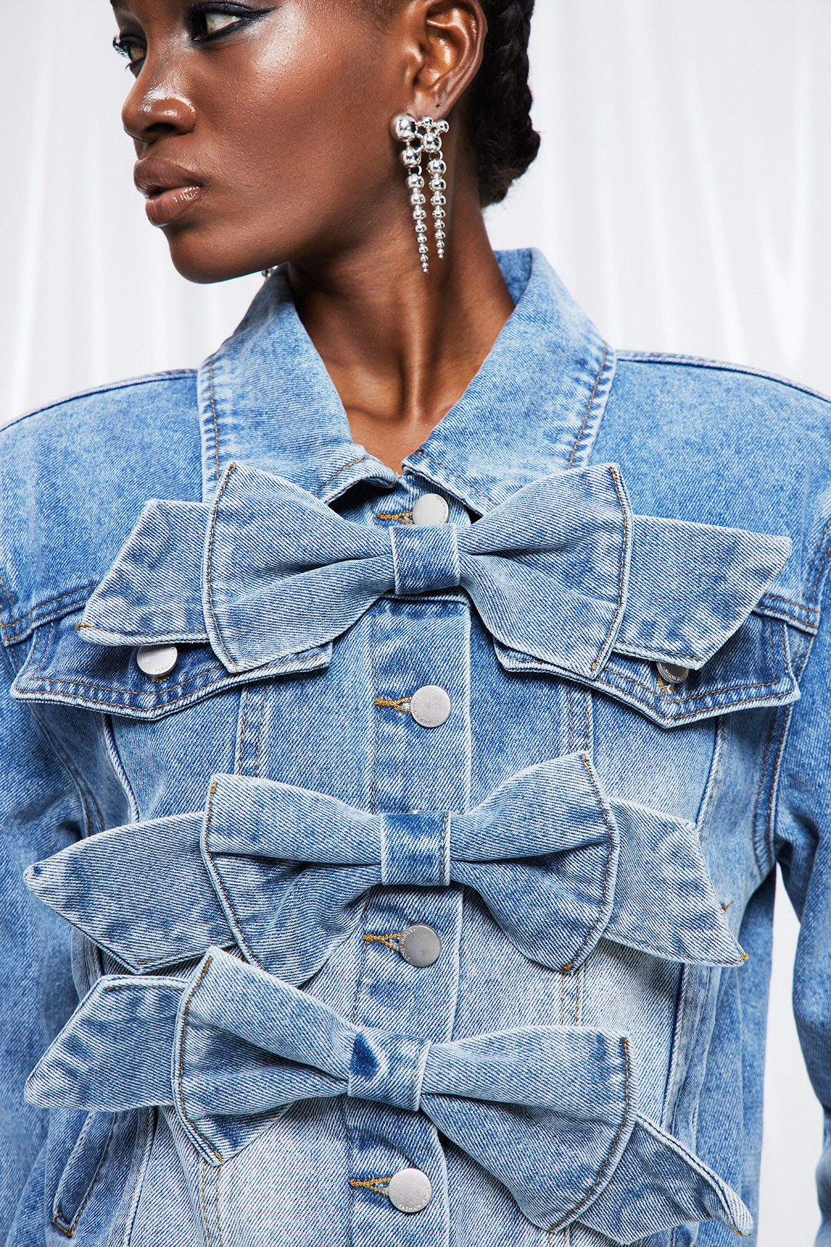 Frenske Bow Denim Pants Set