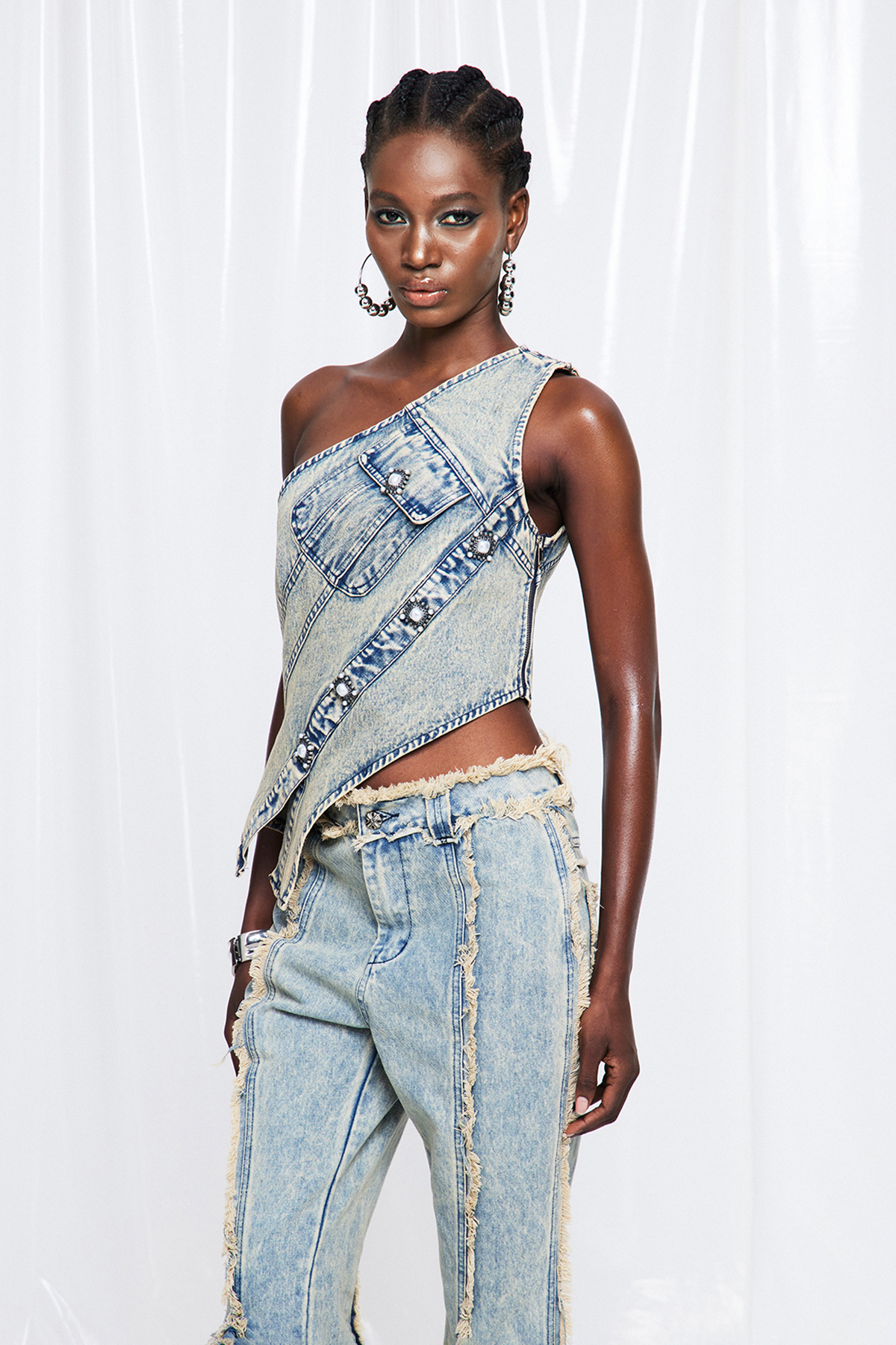 Fridrich Asymmetric Denim Top