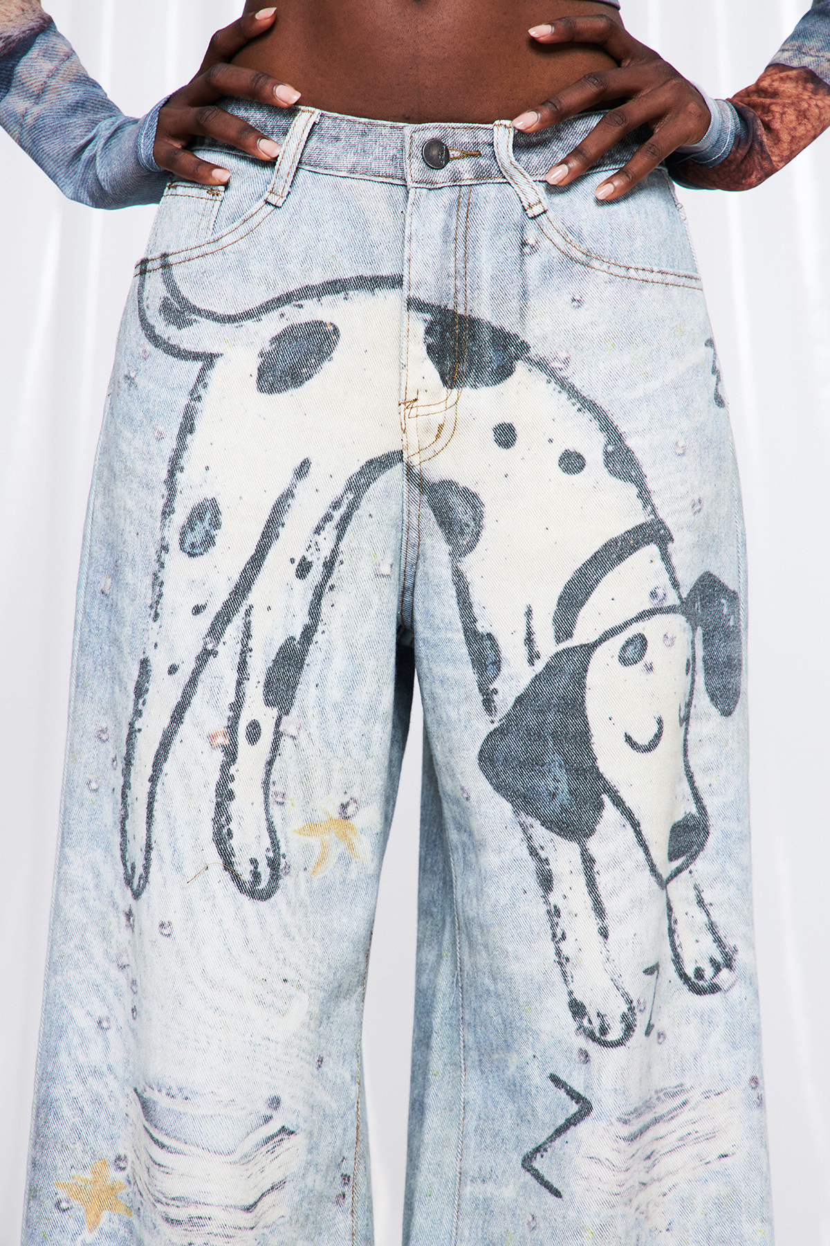 Friduhelm Ripped Print Barrel Jeans