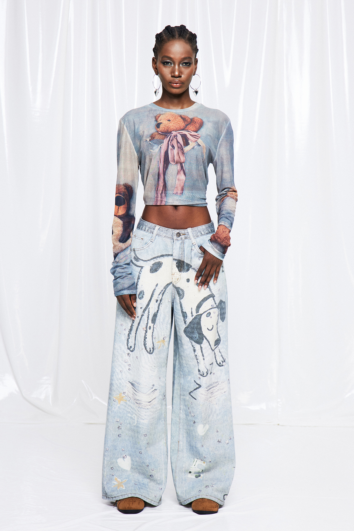 Friduhelm Ripped Print Barrel Jeans