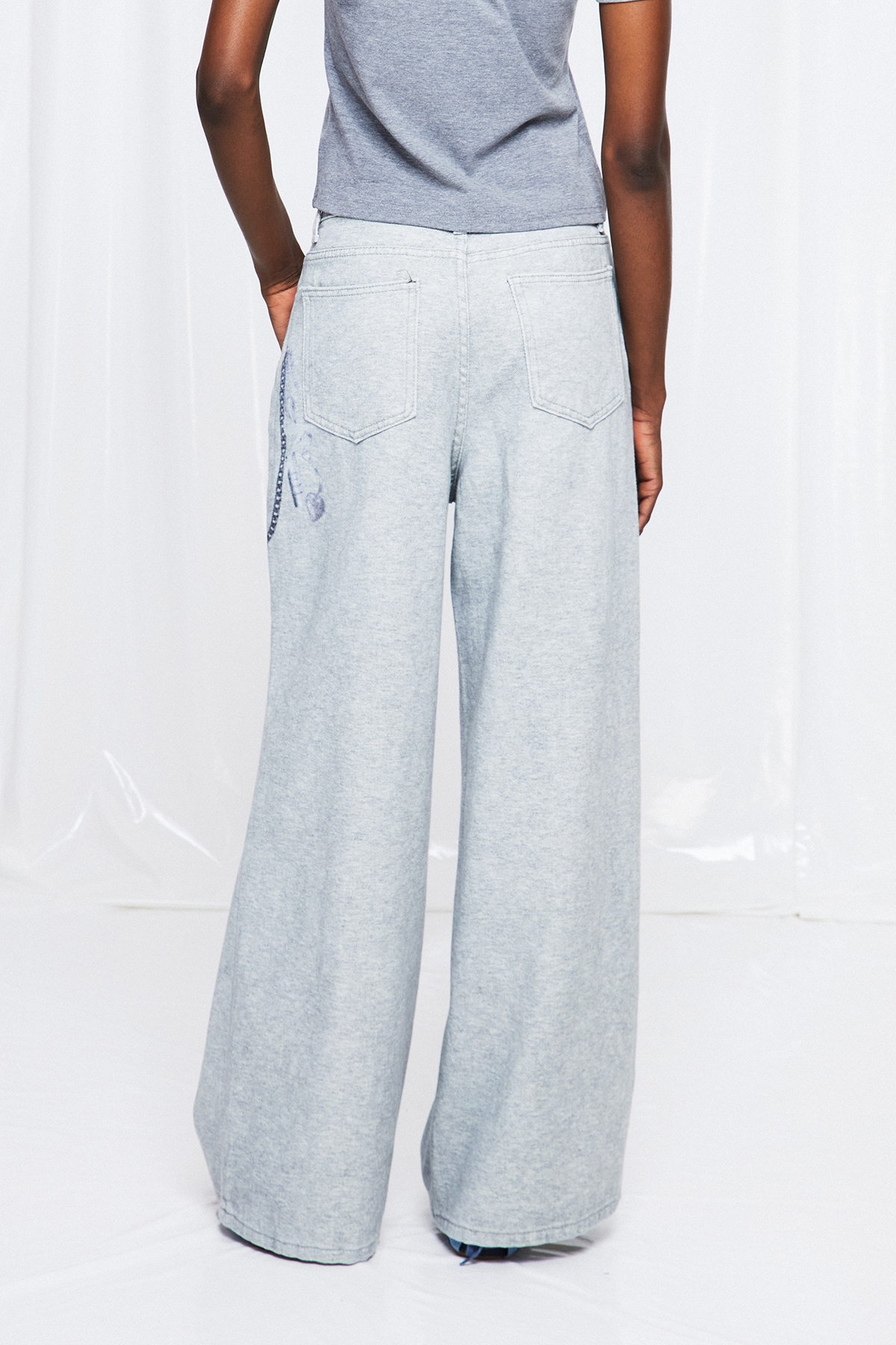 Friduric Lace Print Wide Leg Jeans