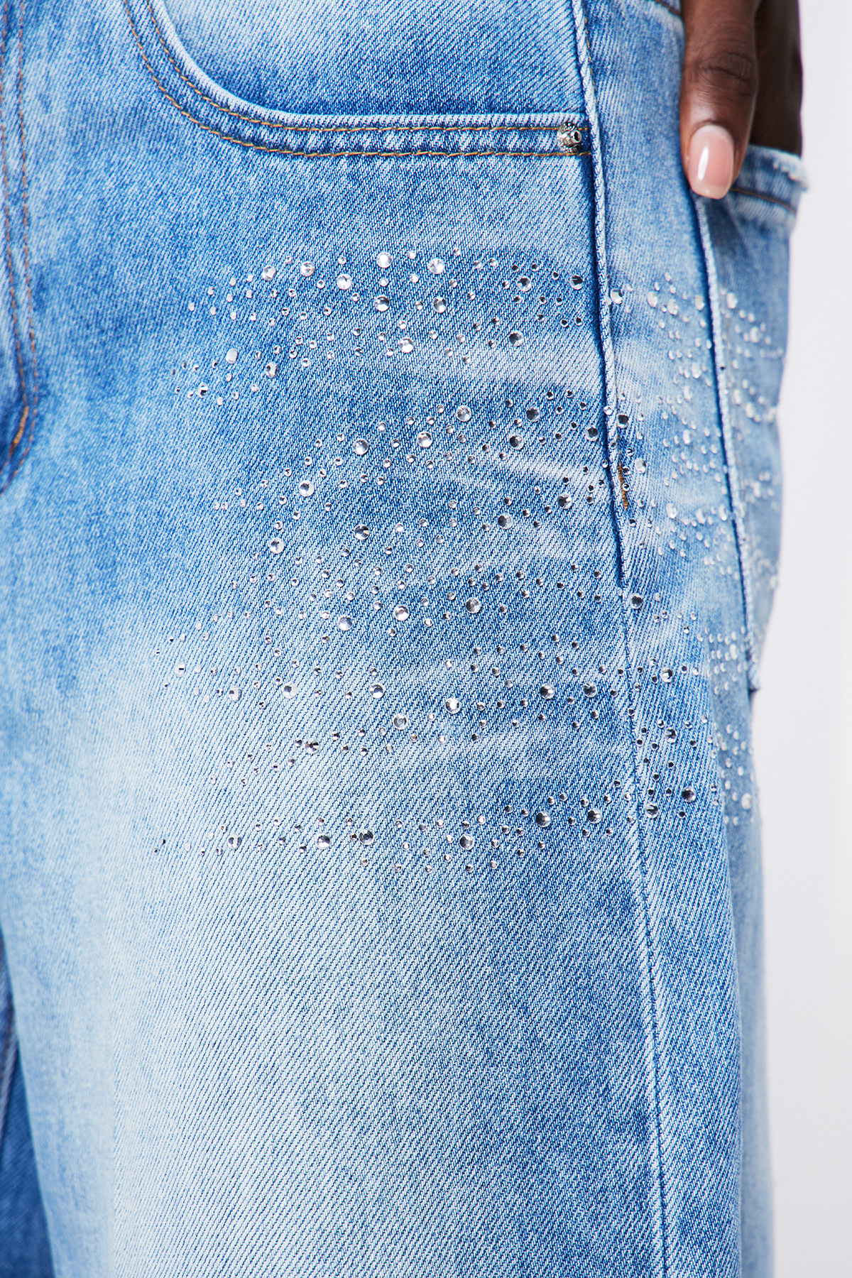 Friede Rhinestone Bleached Jeans