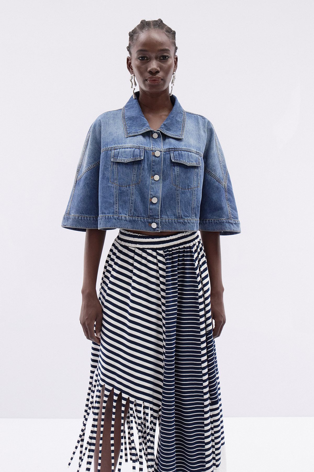 Friedel Cape Sleeve Denim Top