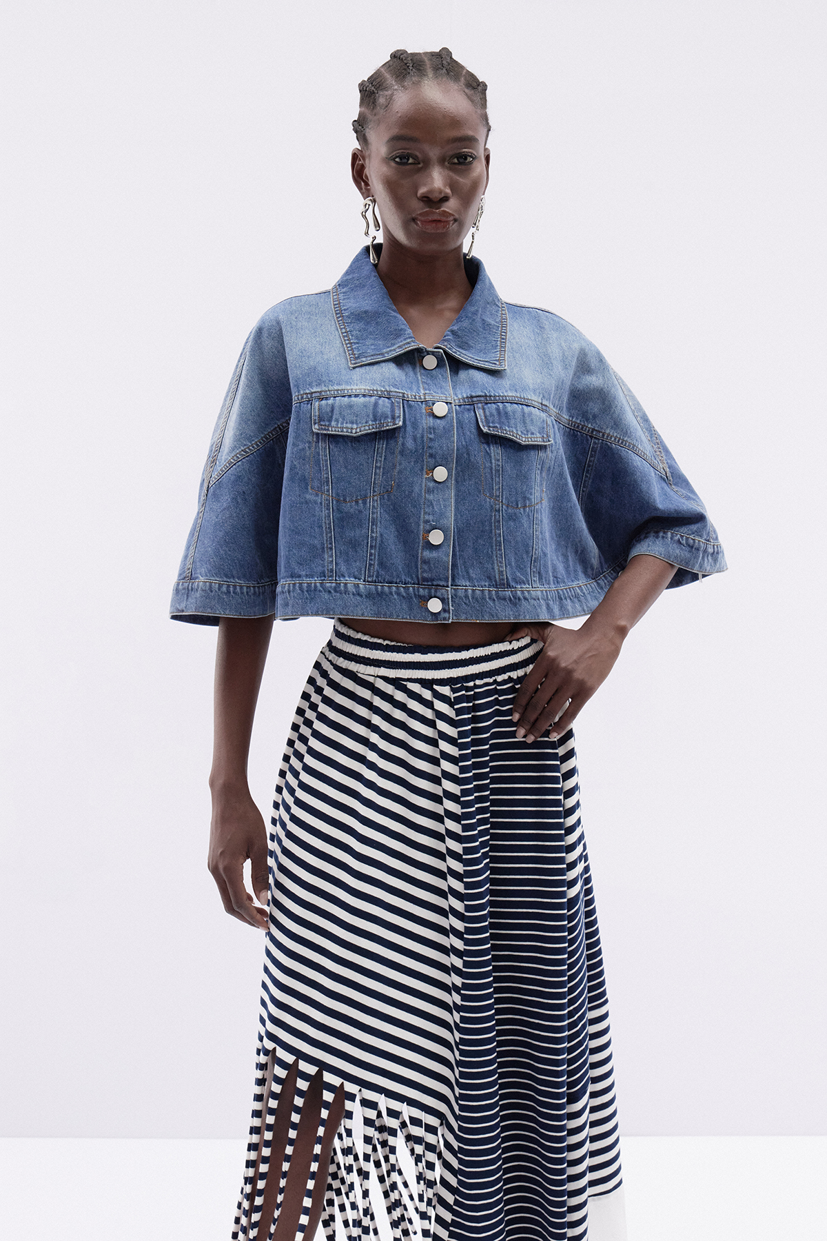 Friedel Cape Sleeve Denim Top